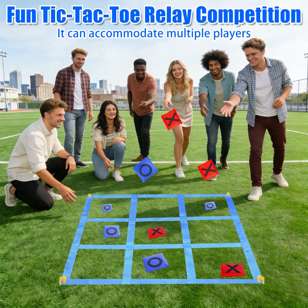 Mineup Riesiges Tic Tac Toe, Giant Tic Tac Toe Game, Sitzsack-Wurfspiele für Kinder und Erwachsene, Outdoor-Spielset für Garten, Strand, Camping, Familienfest, Kindergeburtstag Karnevals Spiele