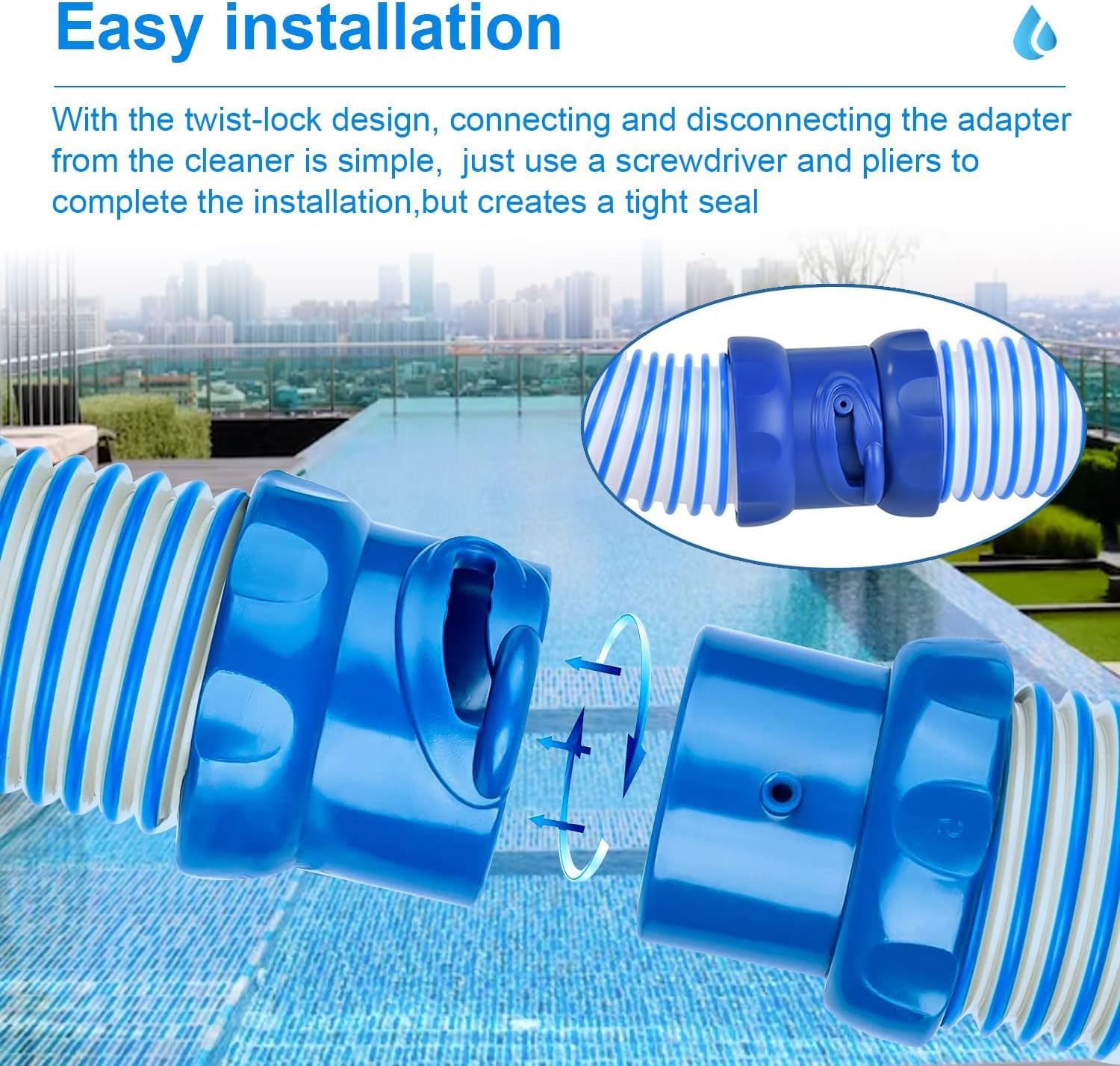 6 Pack Pool Cleaner Hose Replacement Kit for Mx6 Mx8,R0527700 Pool Vacuum Twist Lock Hose Replacement Parts,Single length 39 inches