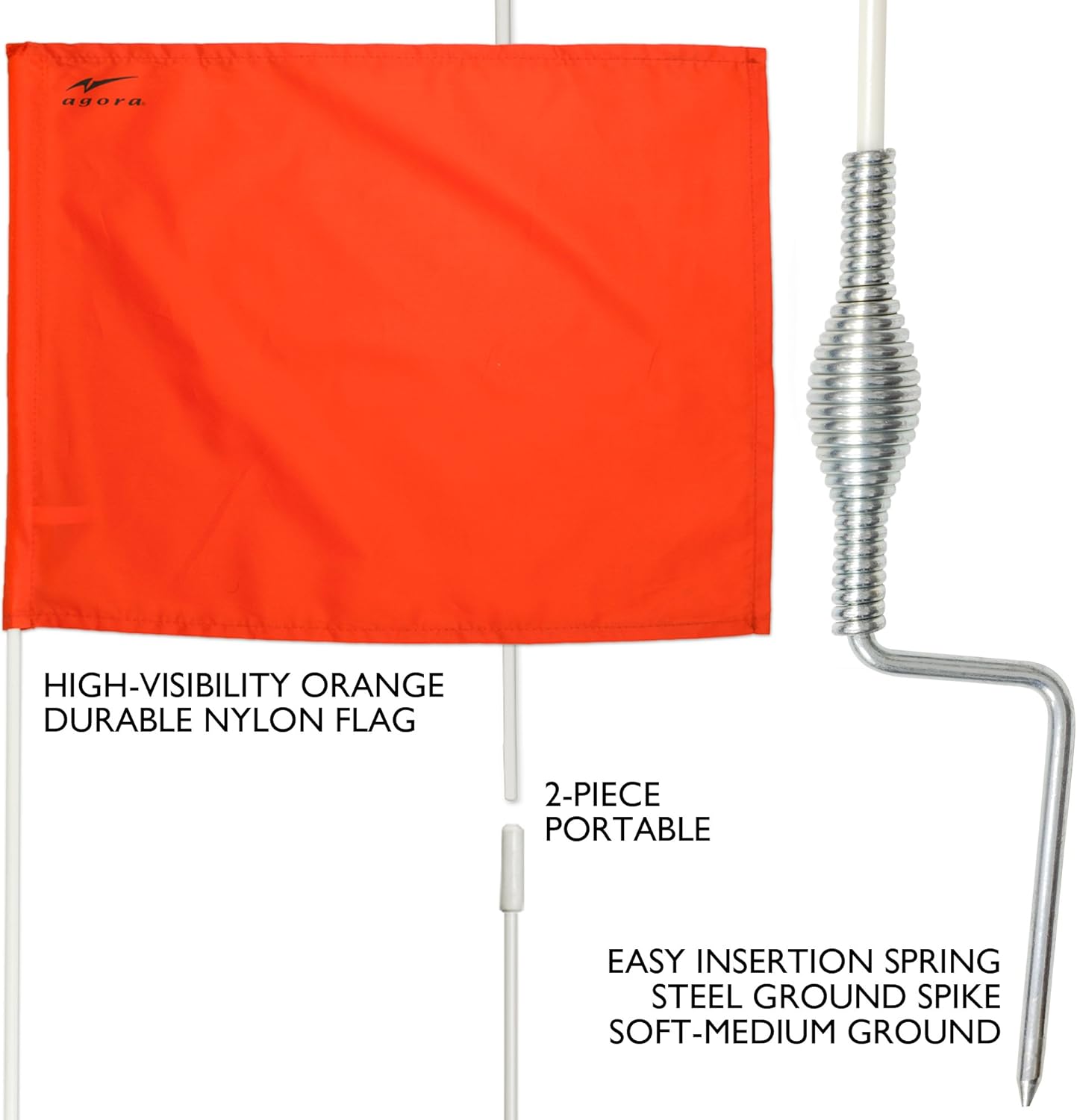 AGORA Fiberglass Portable Soccer Corner Flags with Spring Base - Set of 4