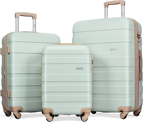 Merax 3 piezas expandible Abs Hardshell Equipaje Sets Spinner Wheel Maleta TSA Lock Suit Case, Gris Verde, Merax 3 piezas expandible Abs Hardshell