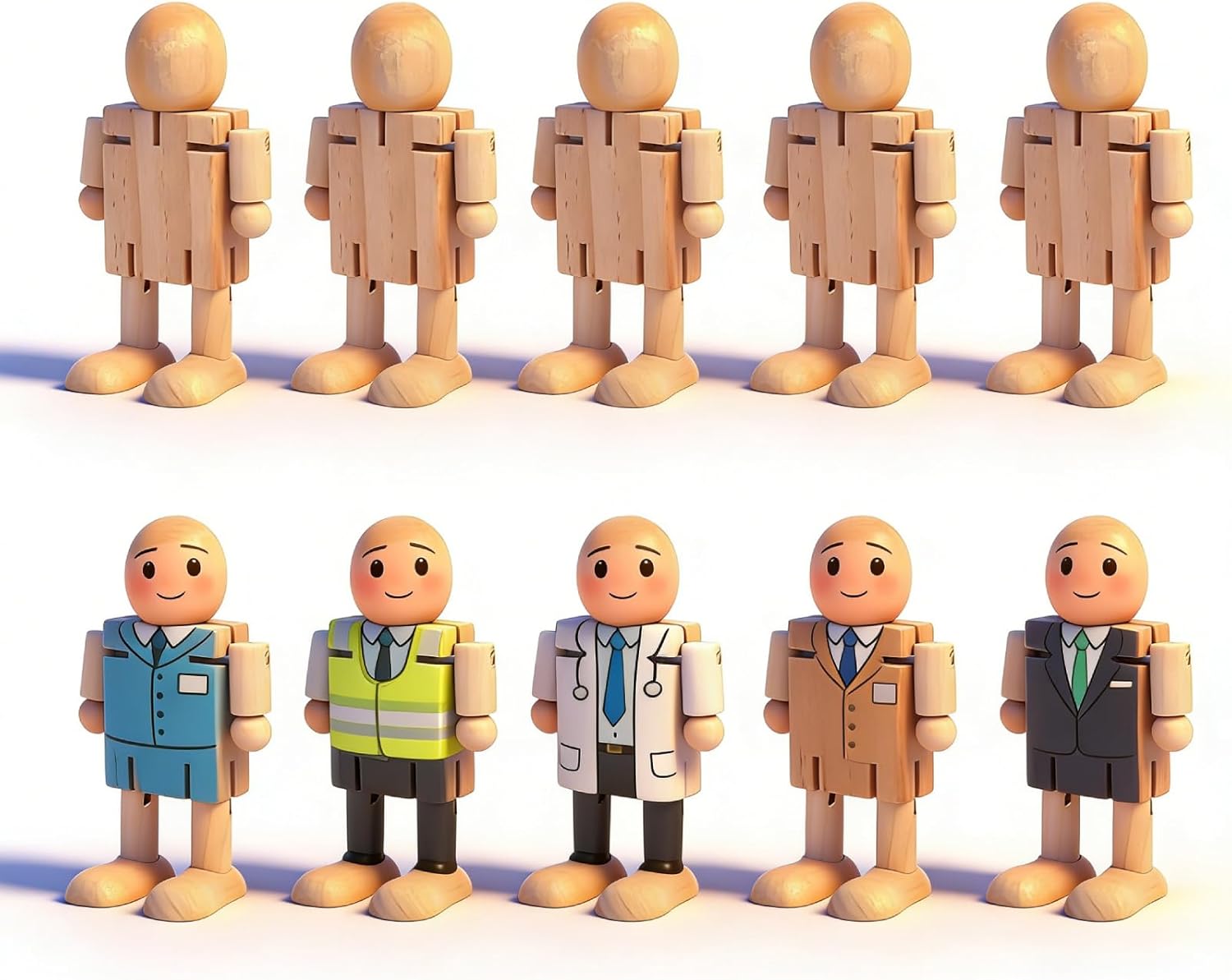 Figures Unfinished Wooden Peg Dolls, 10Pcs People Shapes Figures for DIY Painting Arts Crafts, 4.3x2.6x1.6in Mini Unfinished Doll Bodies Paintable Wood Peg Bodies Figure