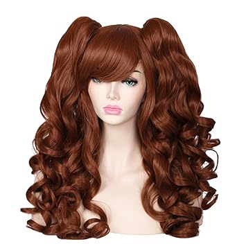 ColorGround Long Curly Cosplay Wig with 2 Ponytails (Brown Only)