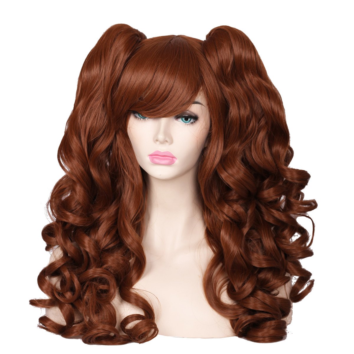 ColorGround Long Curly Cosplay Wig with 2 Ponytails (Brown Only)