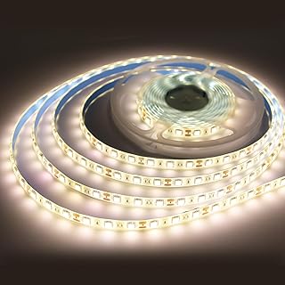 LED Streifen 12V Warmweiße, 5M LED Strip SMD5050 300 LEDs Dimmbar, IP65 Wasserdicht Lichtband, Schneidbar Selbstklebend Schlauch Leiste für Innen Küche Zimmer Schrank Treppe TV Backlight Outdoor Deko