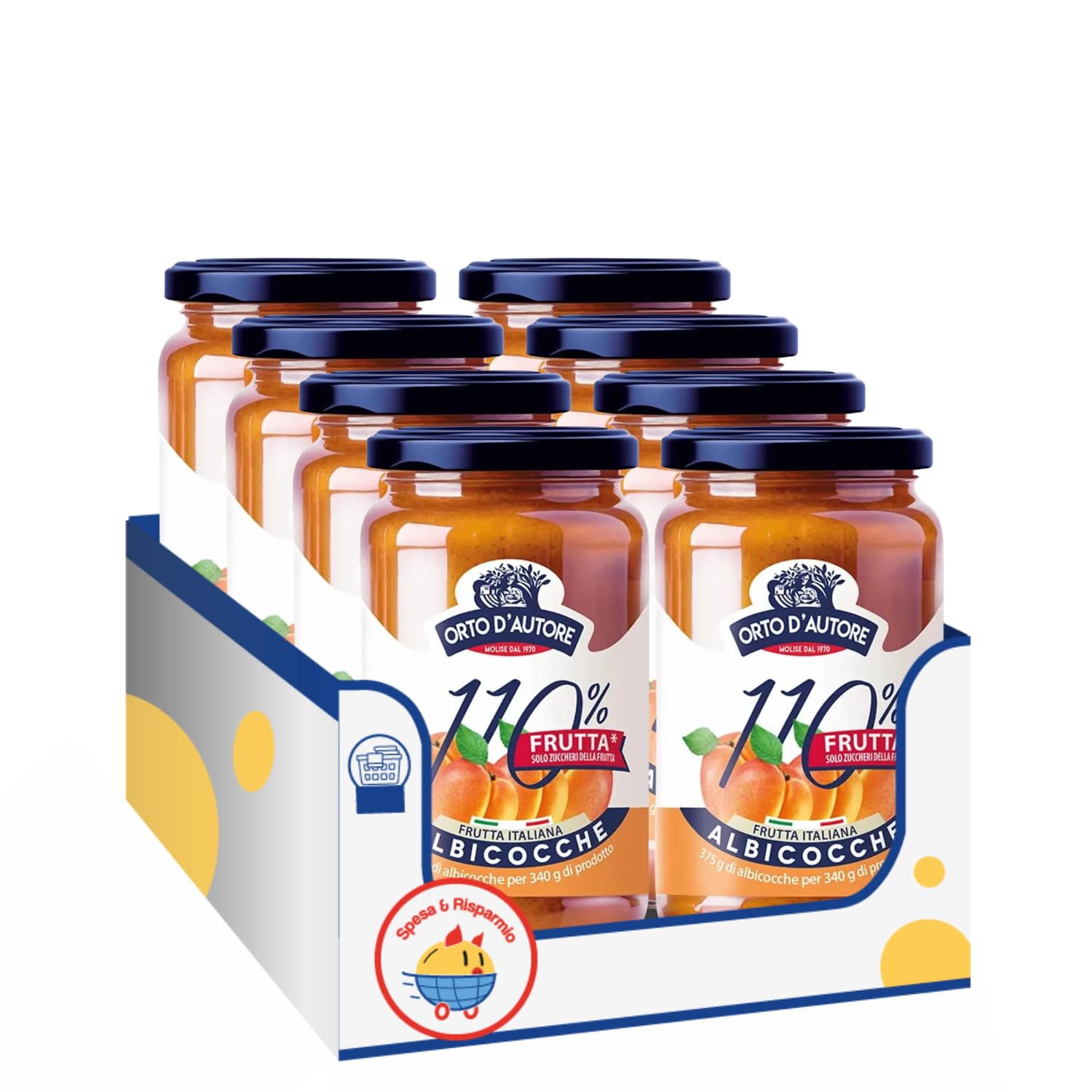 Preparazione di Albicocche 340 g 110% Frutta – Senza Zuccheri Aggiunti Solo Zuccheri della Frutta – Variazioni 4/8/12 Pezzi (4 PEZZI)