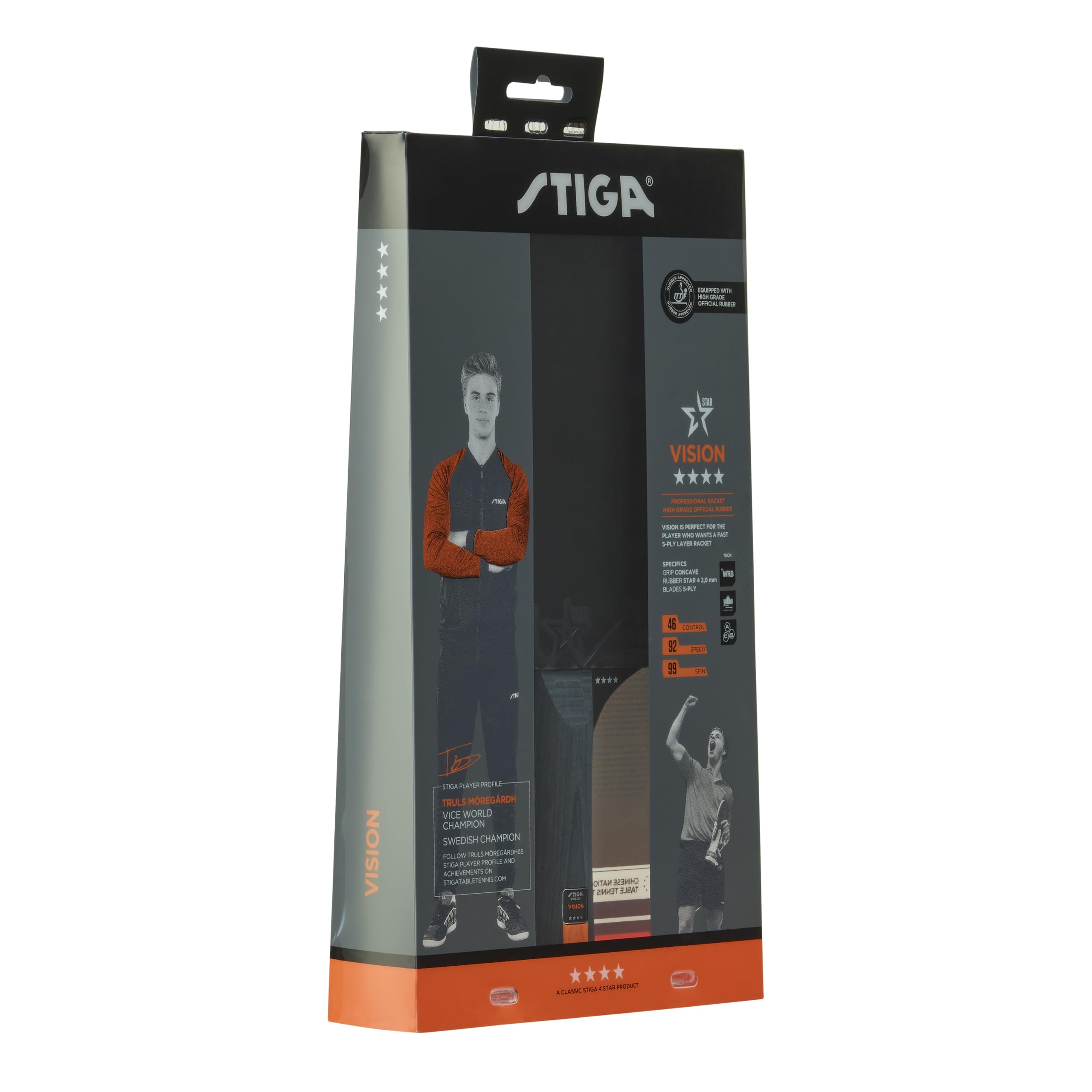 STIGA Vision 4-Star Table Tennis Racket - ITTF Approved Bat with Crystal Technology for High-Speed Gameplay, Control, and Spin
