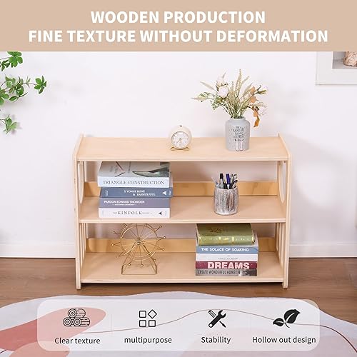 Miniatura 9 de Montessori Estantería de juguetes para niños, organizador de almacenamiento de juguetes para niños, estantería de madera resistente y segura para