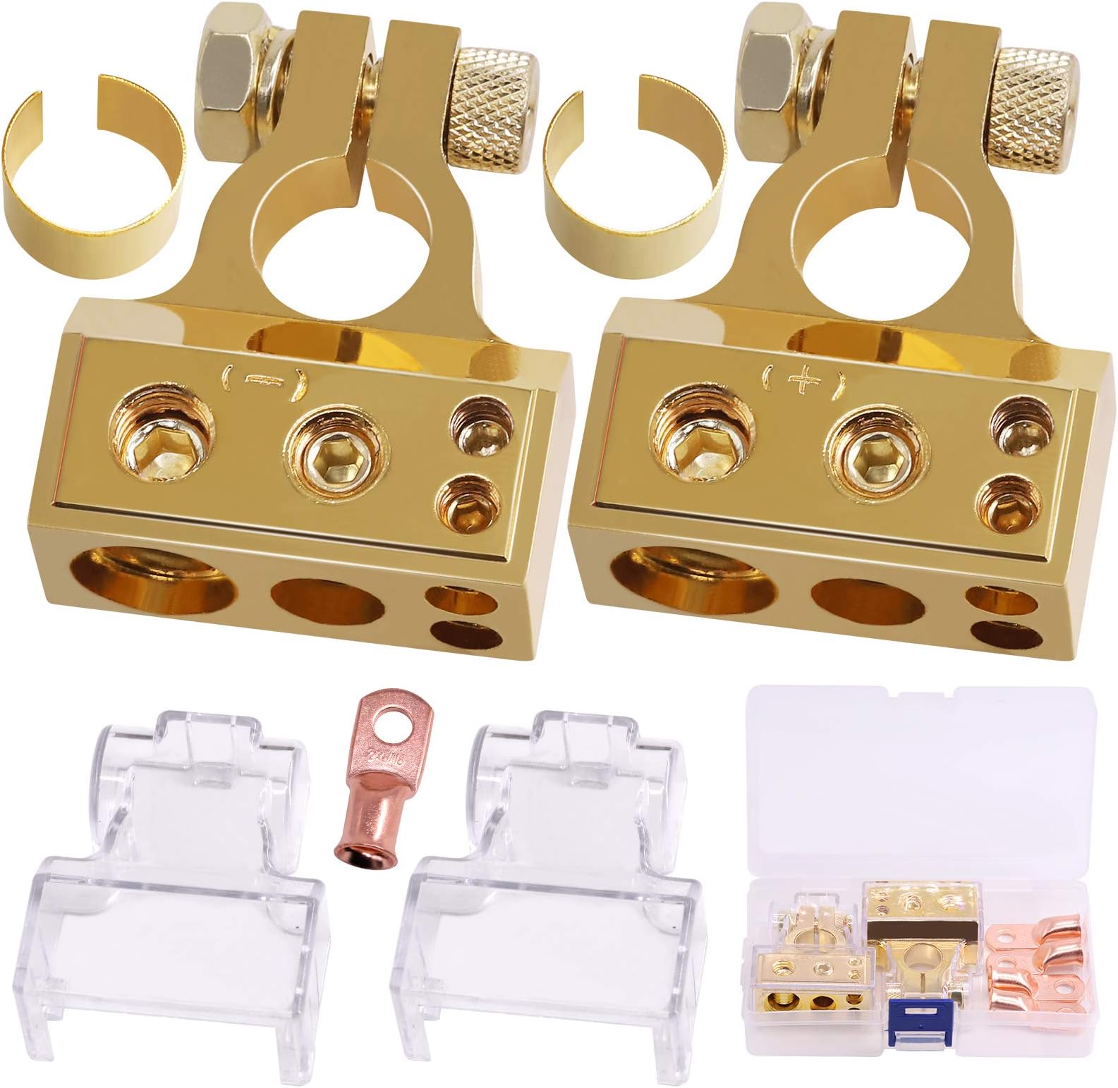 4) Car Audio Power Wire Ring Terminal Gold 8 GA Gauge AWG 3/8" 1/4" Connectors E - Foto 9