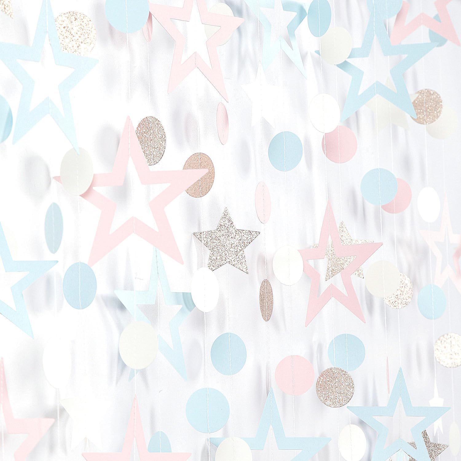 Rainbow Hot-Pink Gold-Star Party-Decoration Garland - 52ft Red-Orange Green-Blue Purple Twinkle Little Star Streamers,Colorful Theme Boy Girl Kids Birthday Supplies, Baby Shower Decor Lasting Surprise
