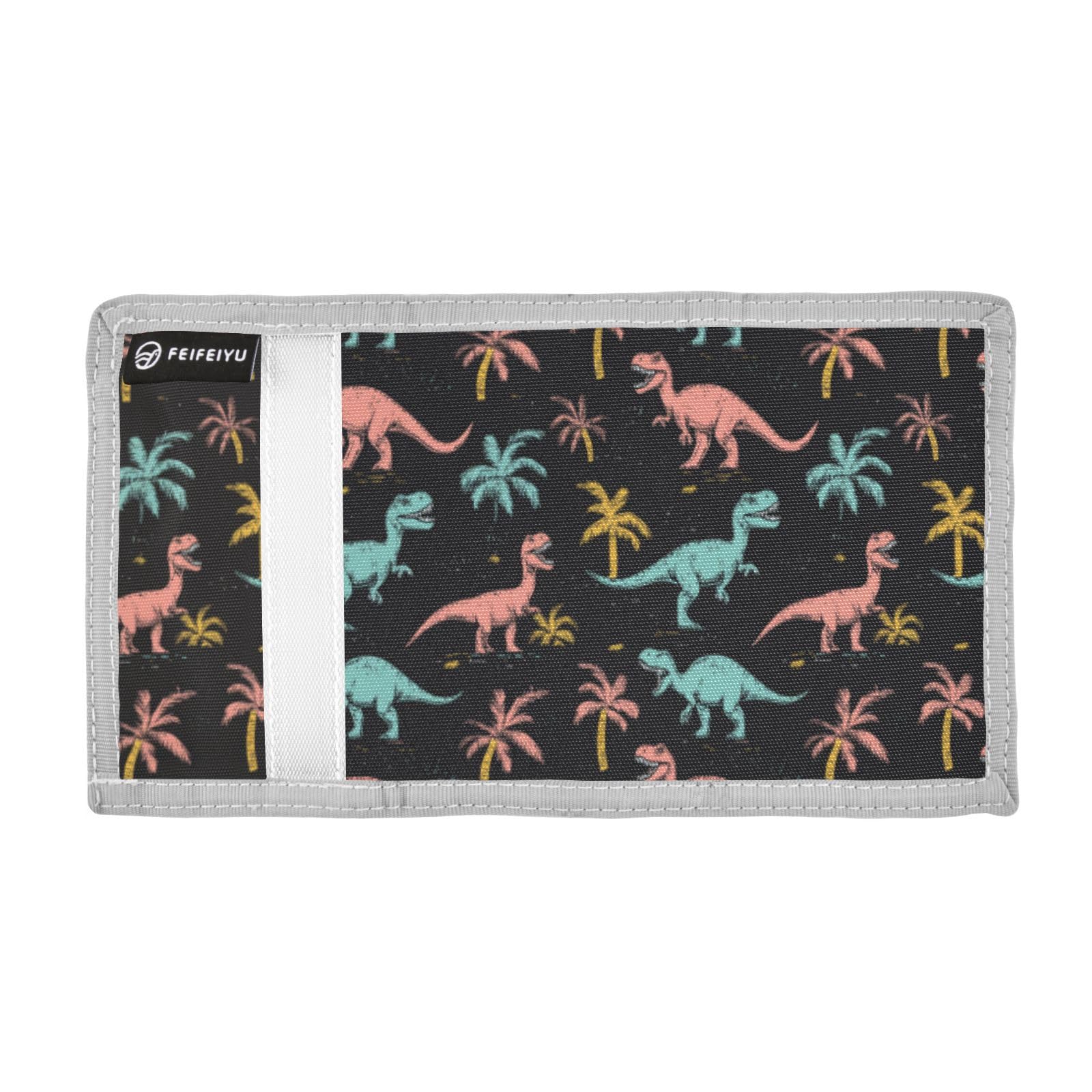 Wusikd Dinosaurs Poses Kids Wallet for Boys Girls Colors Toddler Trifold Wallet Novelty Wallet for Teens Women Men