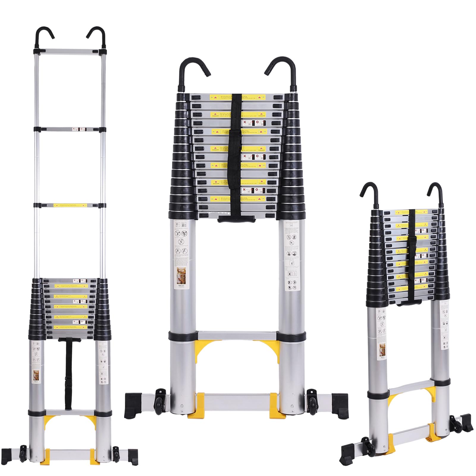 Telescoping Extension Ladder 20FT, Aluminum Lightweight Extension Ladder with Locking Mechanism,Heavy Duty RV Collapsible Ladder for Household, Outdoor Work 330 lbs Load