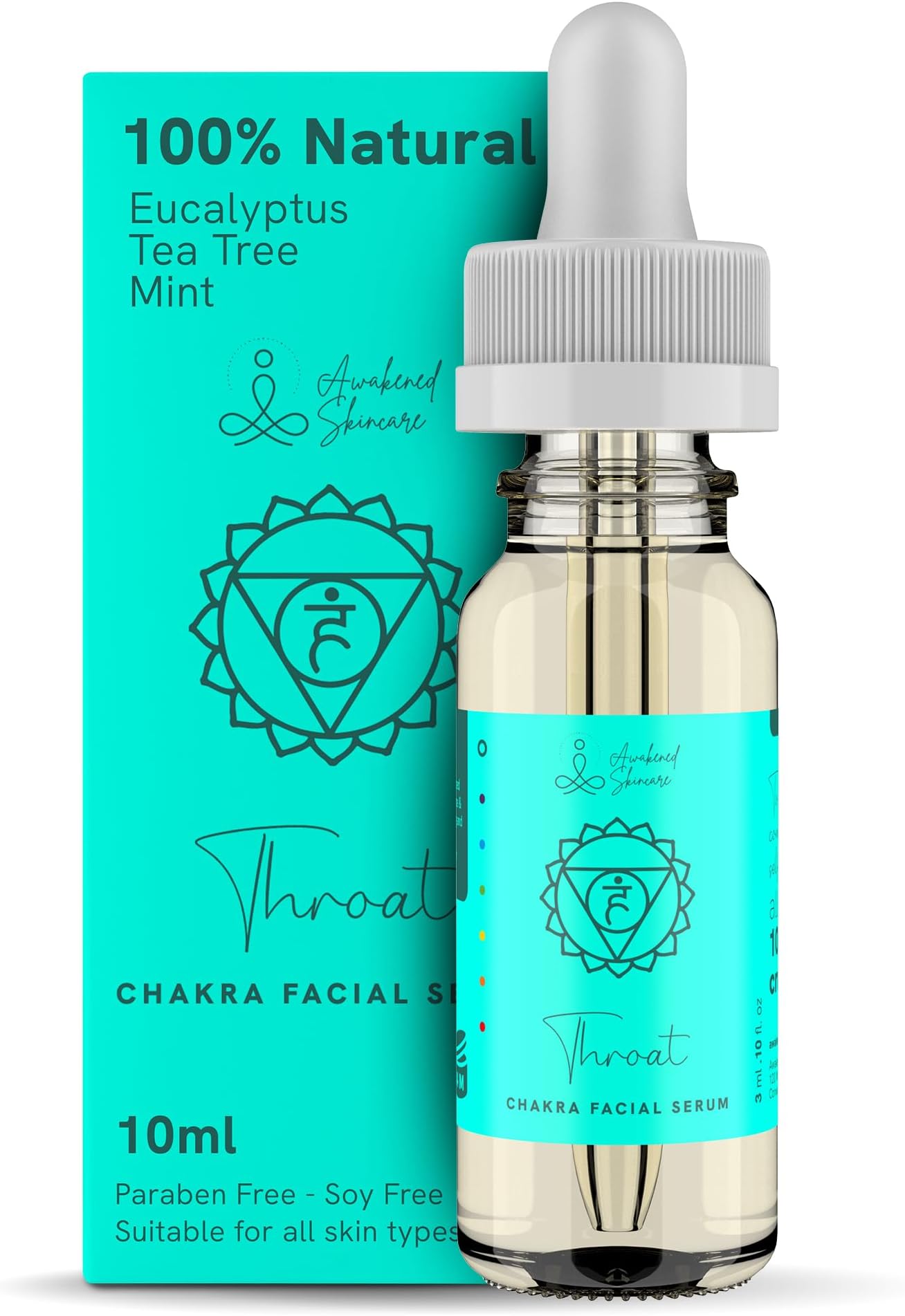 Throat Chakra Facial Serum Essential Oil Blend, Natural & Organic Moisturizing Serum for Face with Sunflower, Argan, Apricot, Rosemary, Lavender Oils for Spiritual Journey, Peace, Deeper Connection