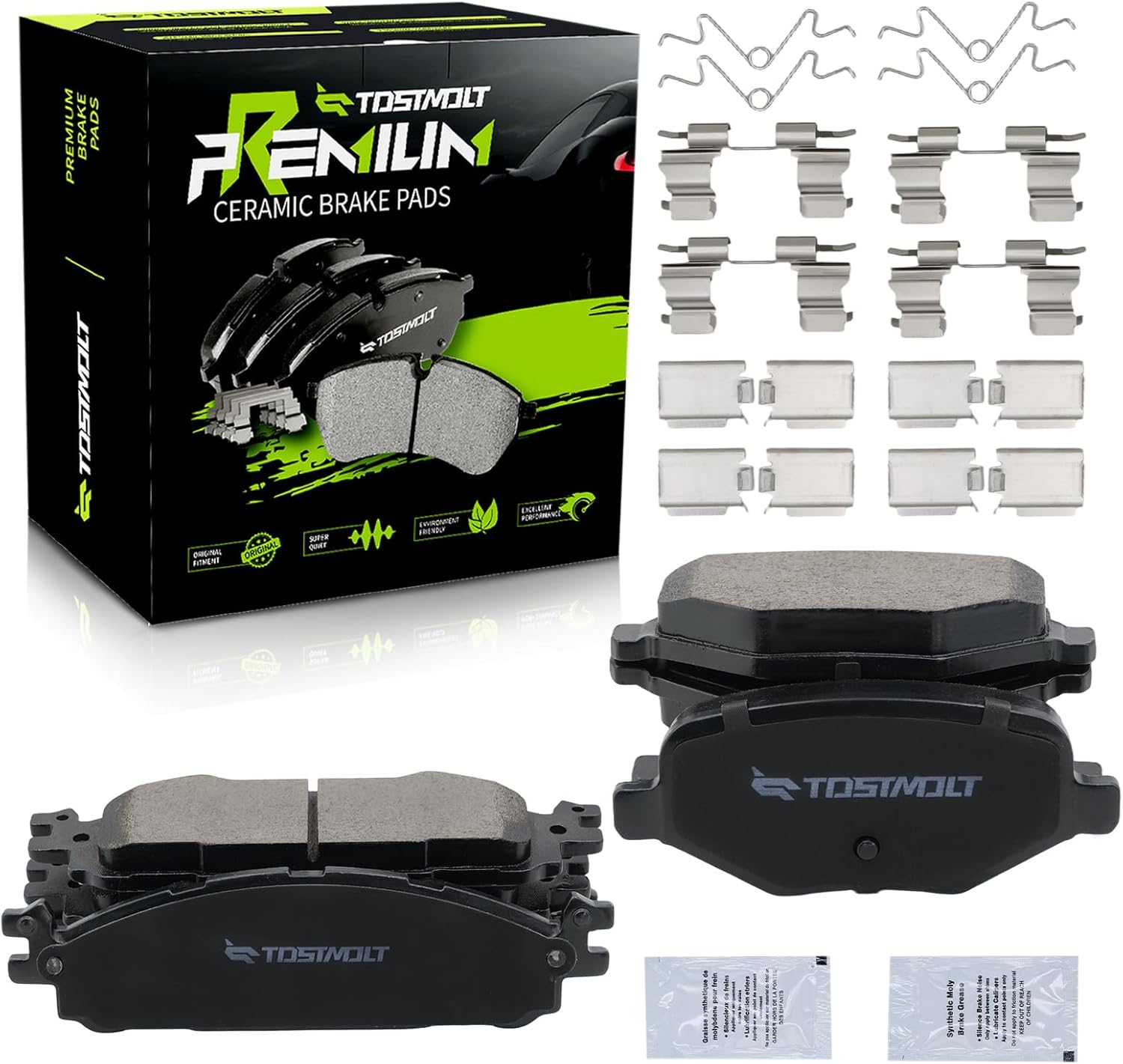 New 8pcs Complete Front+Rear Super Quiet Shimmed Slotted Ceramic Disc Brake Pads Set w/Installation Hardware Fit 09-12 MKS 10-19 MKT Taurus 11-19 Explorer 09-19 Flex Standard Duty Brakes