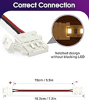 Vista 3 de HitLights - Conector de tira de luz LED, 8 mm color único 3528 - Tira a tira de cualquier ángulo de 15 cm, paquete de 12