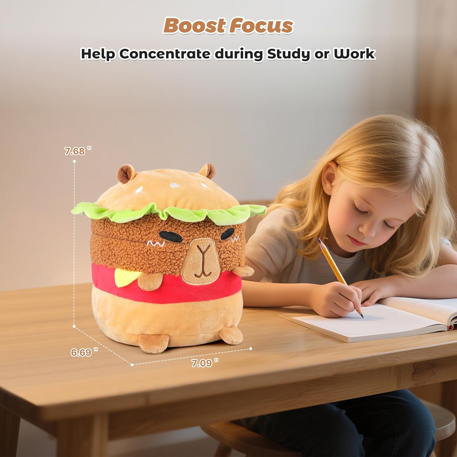 Microwavable & Coolable Hamburger Capybara Stuffed Animal – Heating Pad for Period Cramps Relief Muscle Pain & Anxiety Cute Capybara Plush Toy for Comfort & Warmth Gifts for Adults & Kids - Image 6