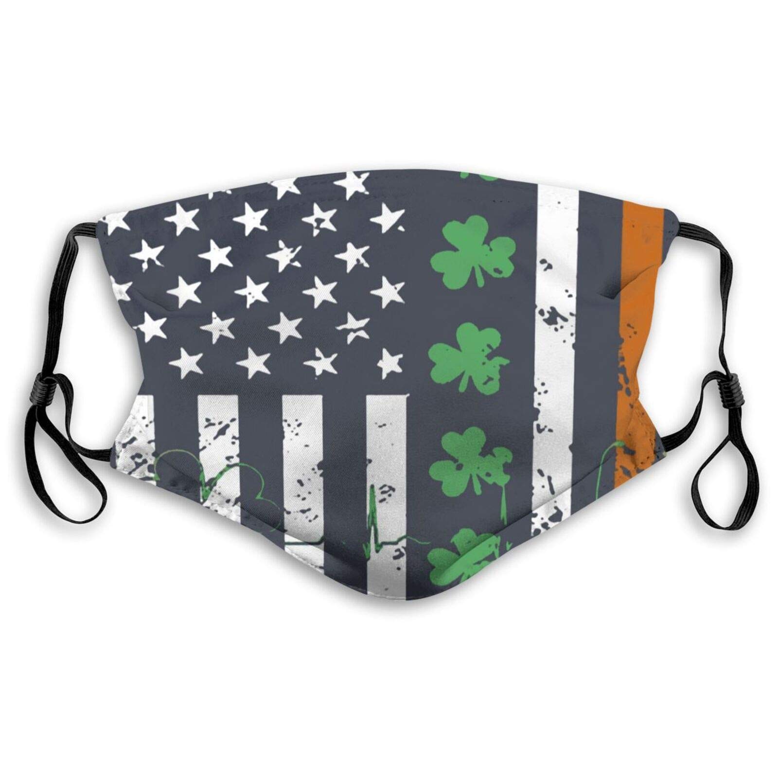 Heartbeat Clover Irish ST American Flag Printed Face Mask Reusable Washable Masks Cloth For Men and Women M