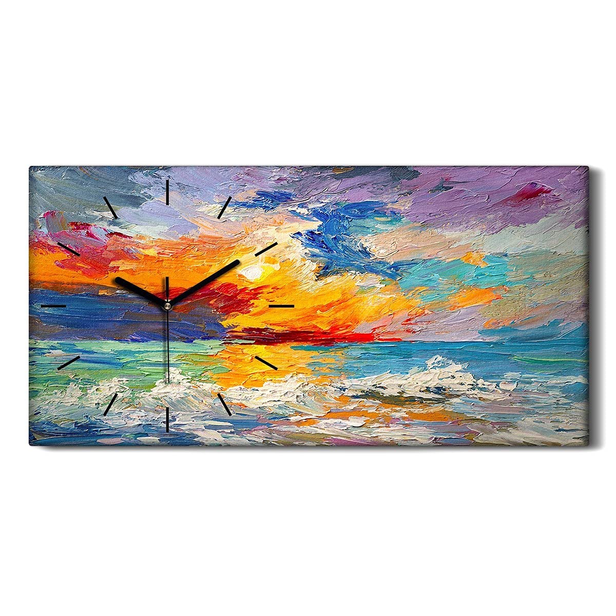 Horloge sur Toile 60x30cm Silencieuse pour Salon Décoration Moderne
