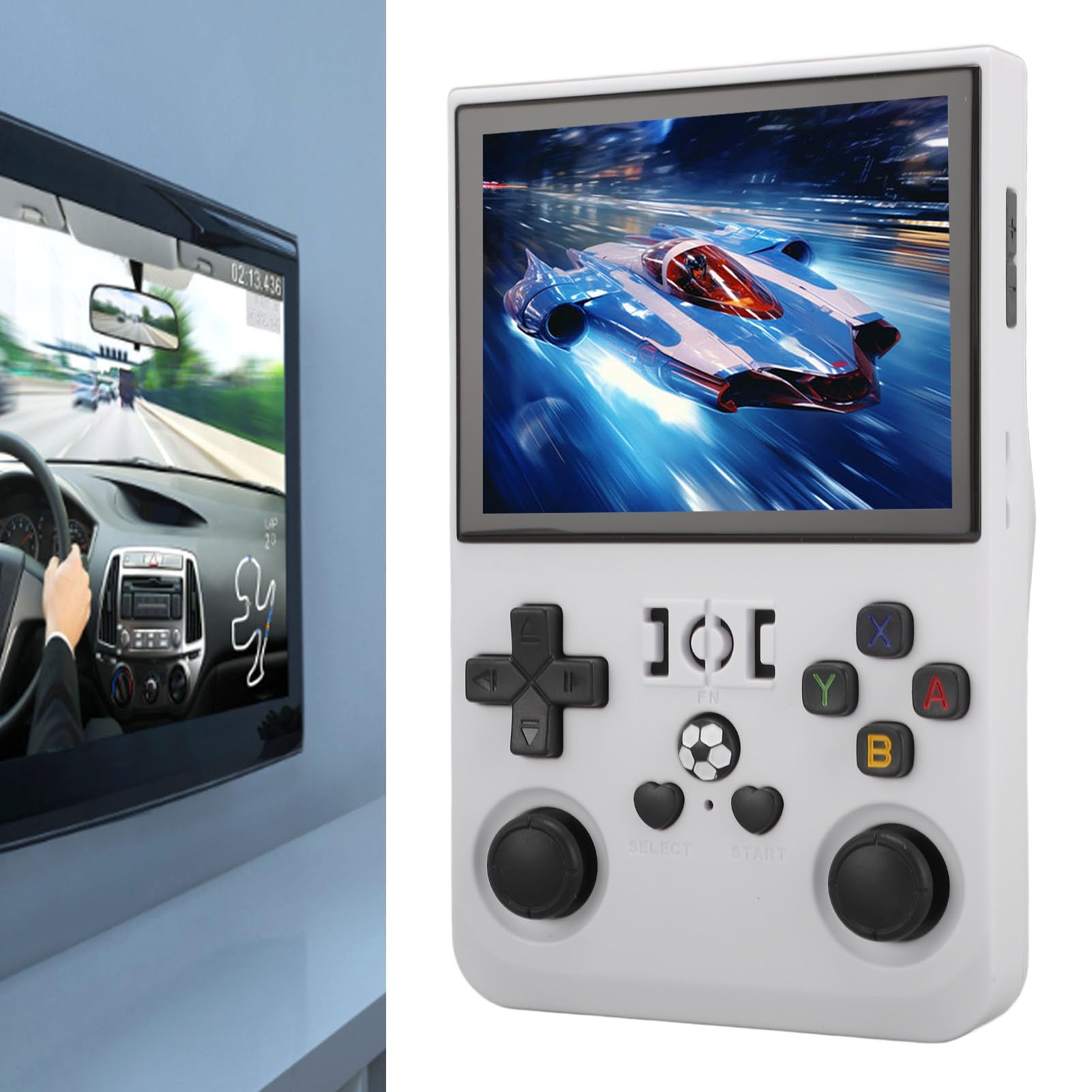 Handheld Game Console RK3326 Professional Gaming Chip, Dual 3D Joysticks, 3,5 -calowy Wyświetlacz IPS, Karta Pamięci, Bateria 4000 MAh, Real Spring Board L R, ponad 18000 Gier z (128GB)