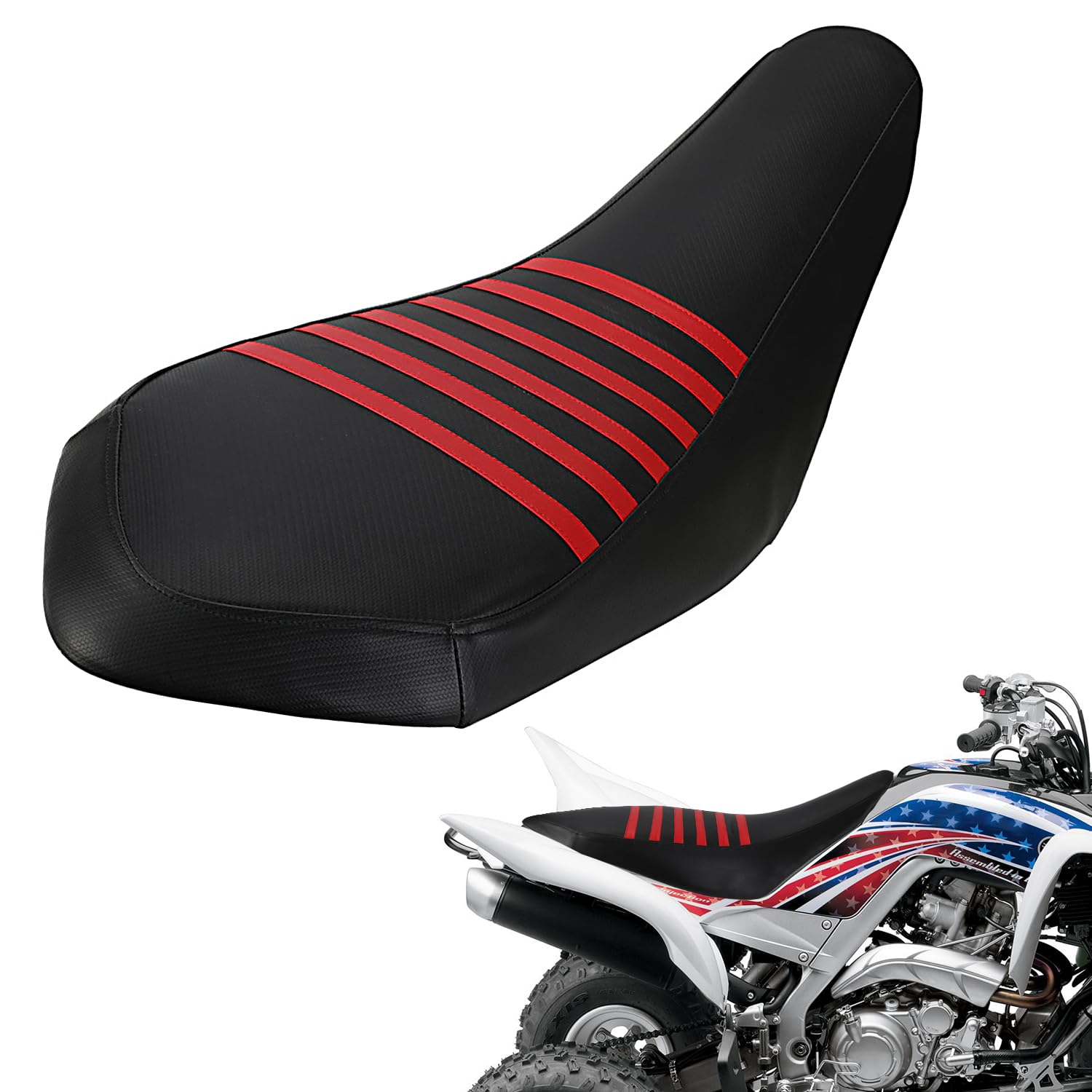 Wacece ATV Seat Cover Non-Slip Soft Waterproof for Raptor 700 700R 2006-2024, High Elastic Leather Red