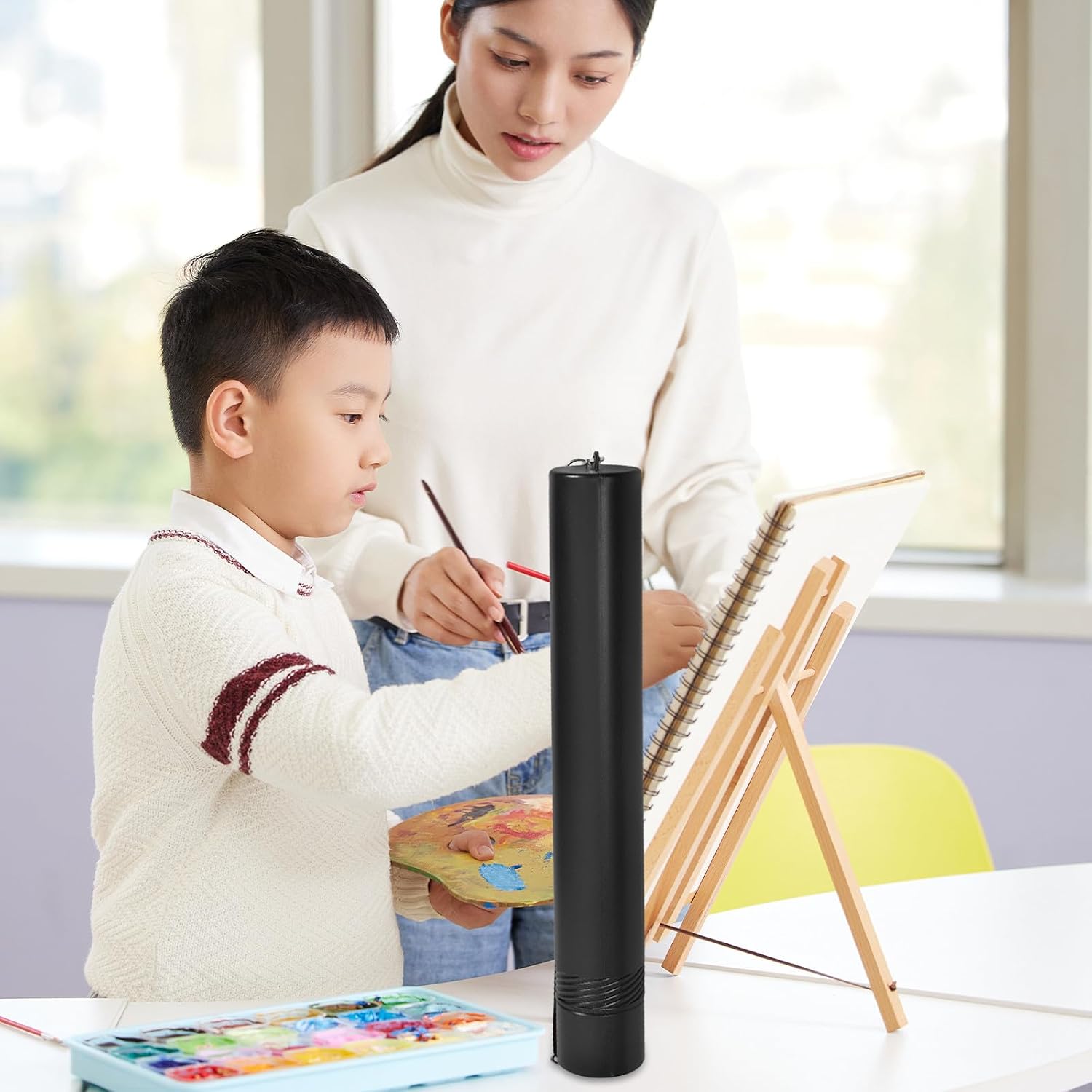 Adjustable Telescoping Drawing Tube with Shoulder Strap Portable Plastic Artwork Poster Carrier for Blueprints Maps Documents Storage and Transport for Artists Architects Designers