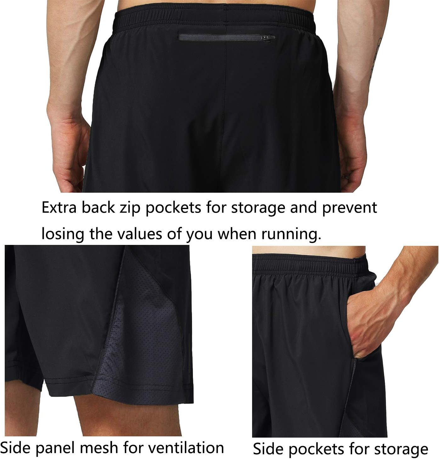 EZRUN Men's 7 Inch Quick Dry Running Shorts Workout Sport Fitness Short with Liner Zip Pocket - Image 5