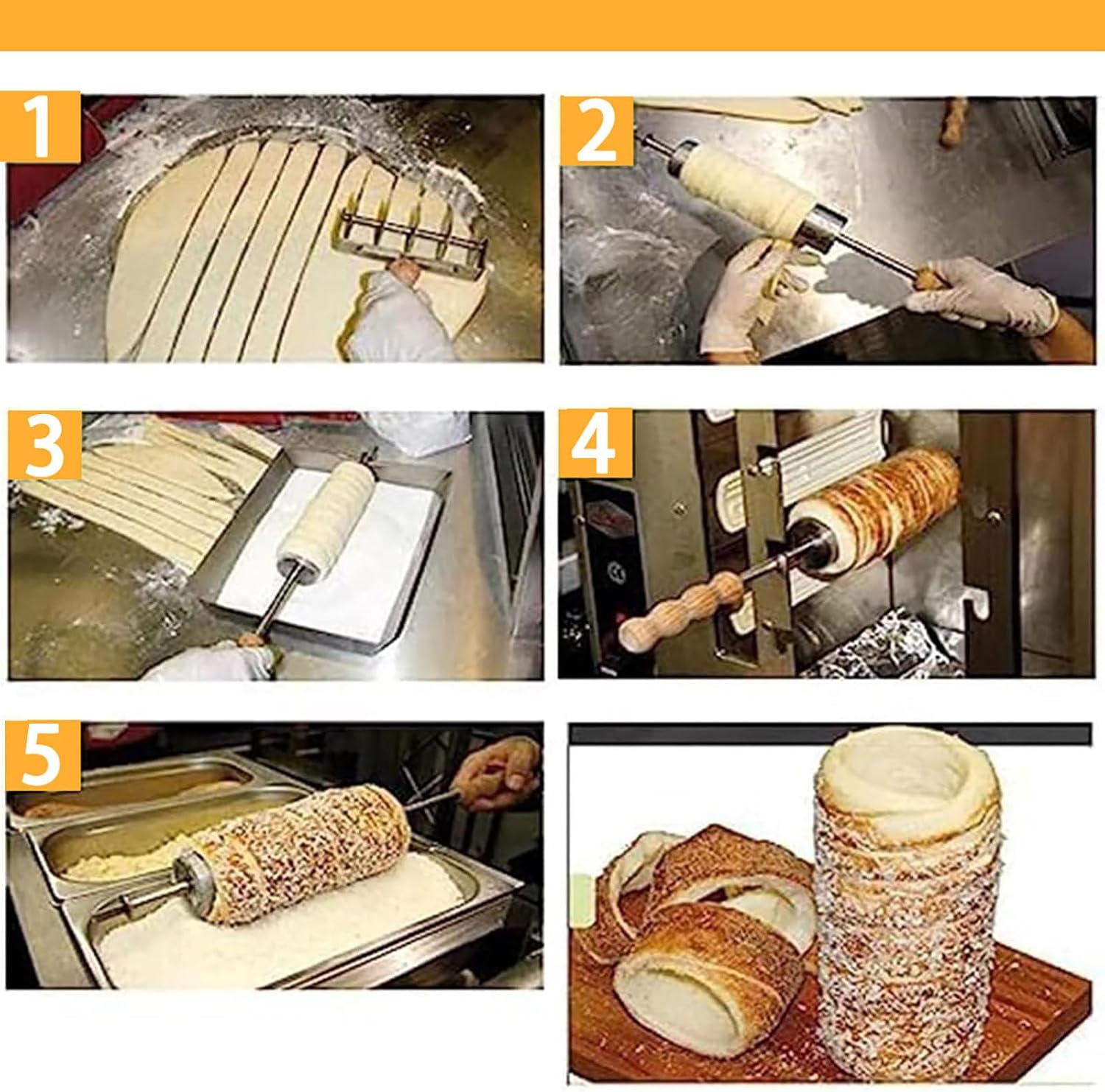 Commercial Electric Chimney Cake Maker | Cone Roll Oven Grill Machine | Includes 2 Wooden Tools | Max Temperature 300℃ | Perfect for Delicious Desserts