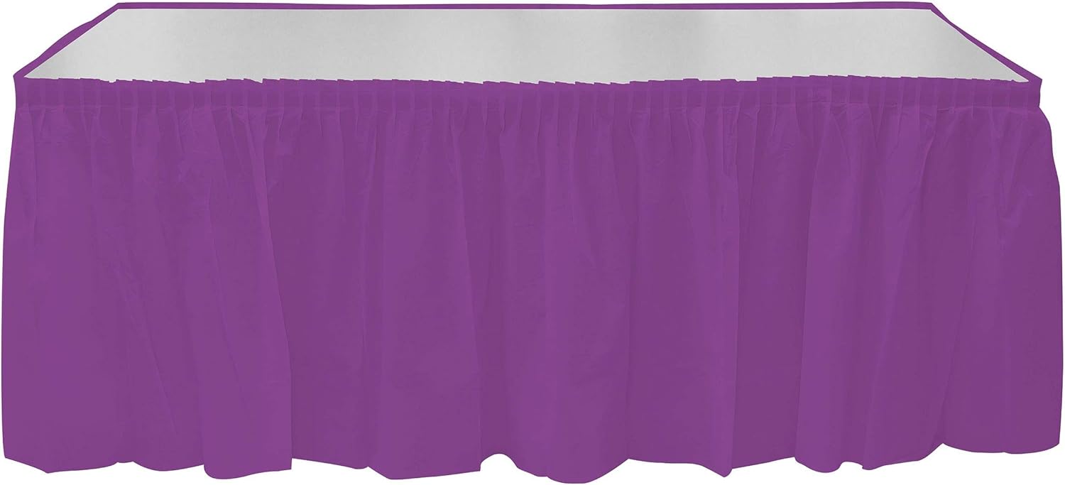Table Mate USA Purple Plastic Table Skirt Heavy Duty Disposable 29in Tall x 13ft with Adhesive Backing Made in The USA Easter Baby Showers Spring Graduation Birthday Parties
