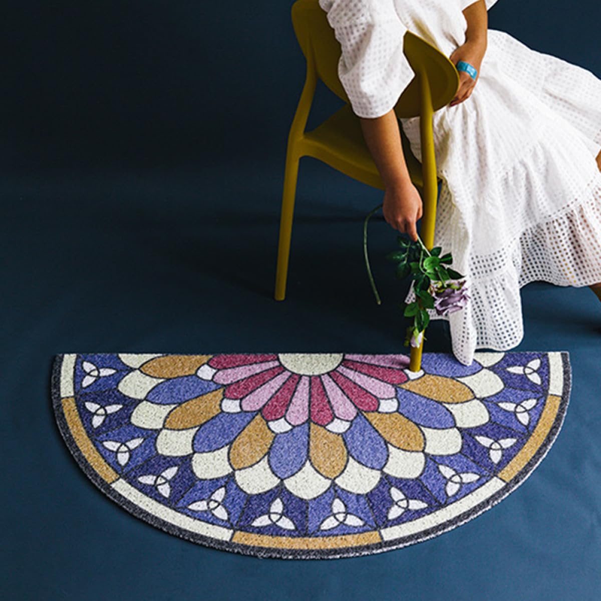 ABOOFAN 1pièce Tapis Entrée Demi-Lune Antidérapant Paillasson Coil Résistant à Usure Tapis Anti-salissures pour Maison et Extérieur Sécurité et Décoration Intérieure