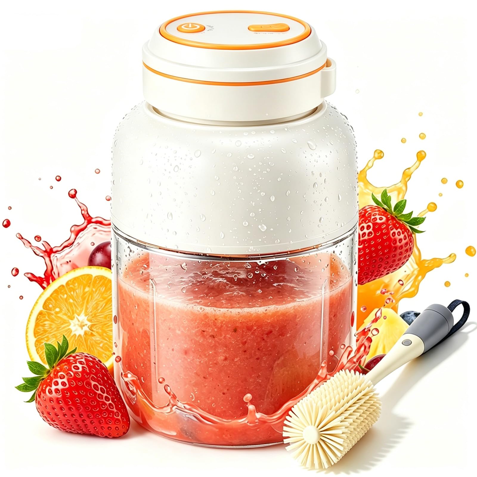 2026 Upgraded Portable Wireless Juicer Cup, 28/45 Oz Cordless Electric Juicer Blender with 38 Blades, Leakproof Rechargeable USB-C Personal Blender for Ice Crushing Shakes Smoothies (White-45 Oz)