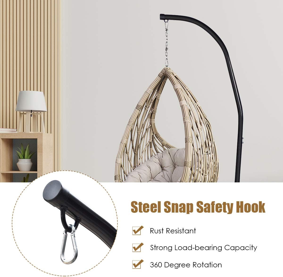 RELAX4LIFE Hammock Stand Heavy Duty Portable & Detachable C Stand for Hanging Hammock, Air Porch, Swing Chair, Outdoor & Indoor Usage