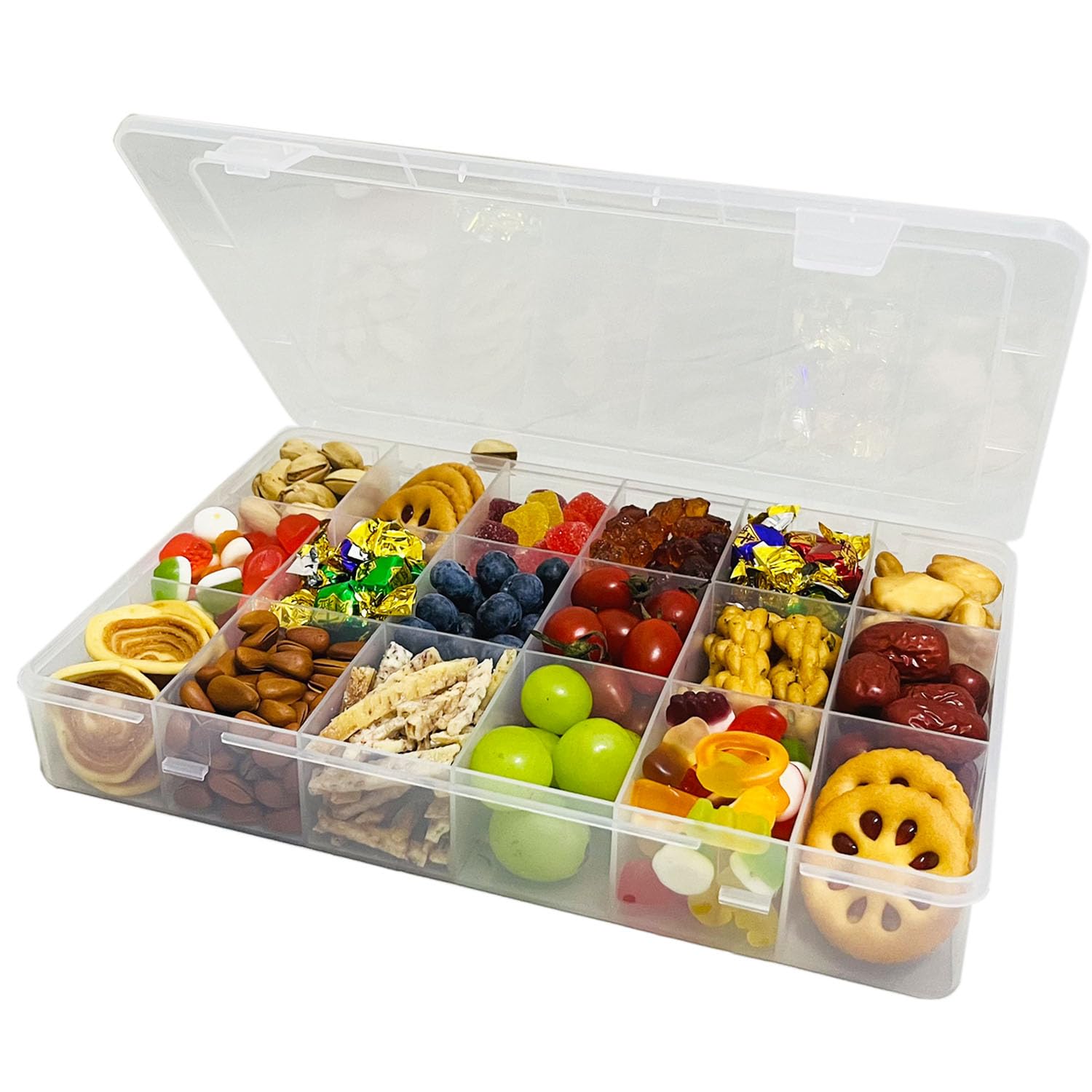 Snack Box Container, Dishwasher Safe Fruit Storage Containers, Divided Serving Tray With Lid For Veggie, Candy And Nuts, Snackle Charcuterie Boxes For