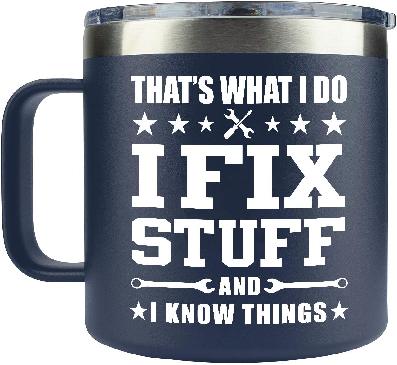 AMAZPRINTS Gifts for Men, Grandpa, Him from Daughter, Son - Dad Birthday Gift Ideas - Dad Gifts for Christmas - Men Mug 14oz, Navy Insulated Stainless Steel