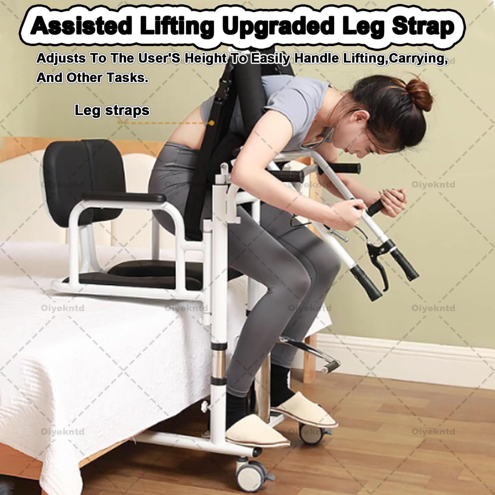 Silla elevadora de traslado mejorada con soportes de elevación para el hogar, silla de ruedas elevadora de pacientes, elevación de enfermería de altura ajustable con 4 ruedas para cuidadores Orange