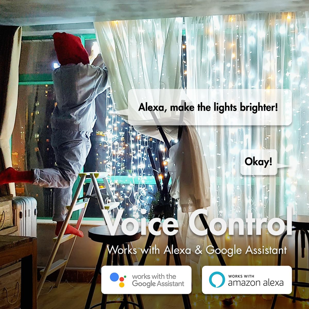 LogiLink SH0130 - Wi-Fi Smart Home łańcuch świetlny RGB z pilotem zdalnego sterowania, kompatybilny z Tuya, obsługuje Amazon Alexa i Google Home, 5 m