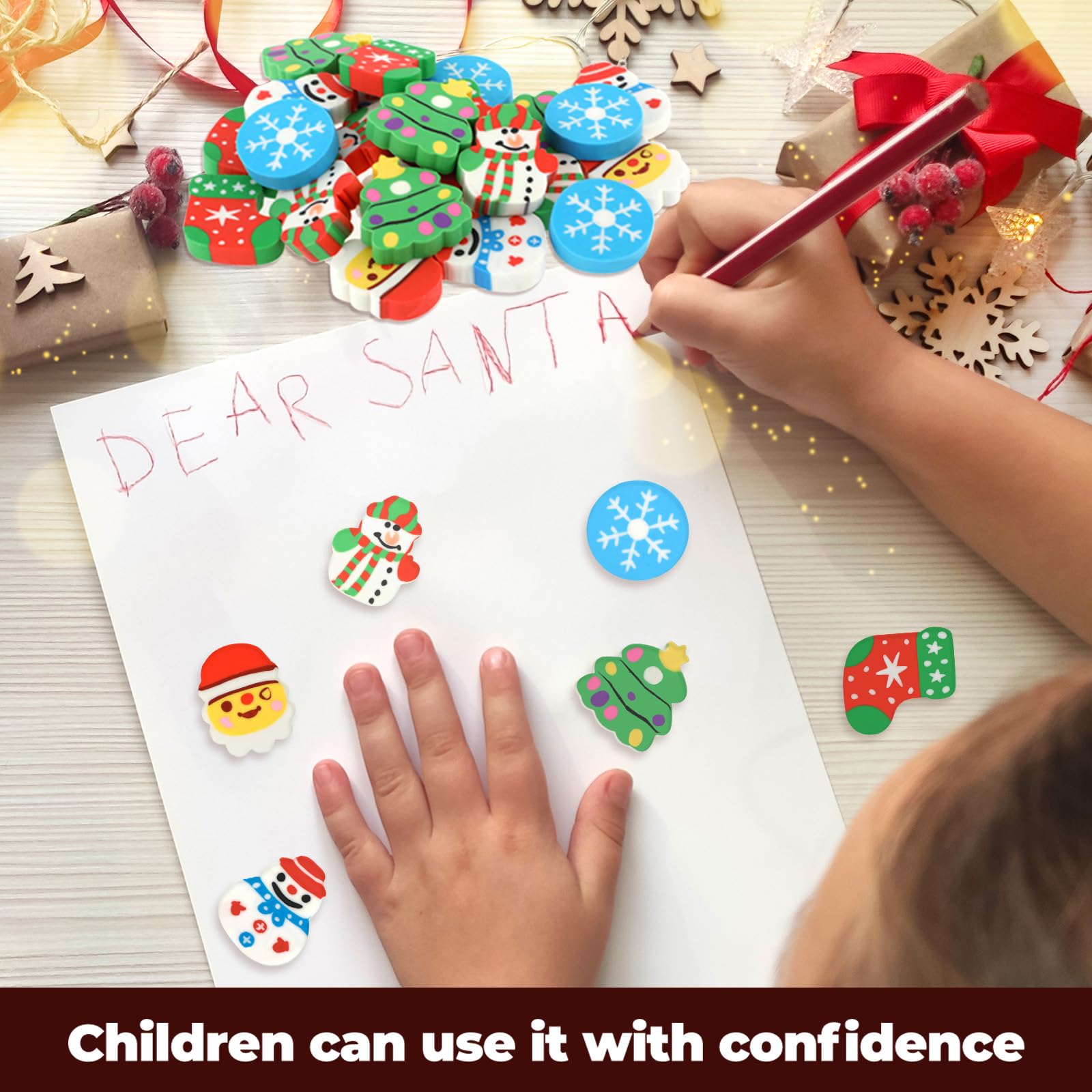 Amaxiu Gomme da Matita Natalizie per Bambini, 24 Pezzi Gomme da Cancellare Babbo Natale Divertenti a Vacanza Invernali per Scrivania Fiocchi di Neve Piccole Regalo Regali Scuola Aula Studente 6 Stili