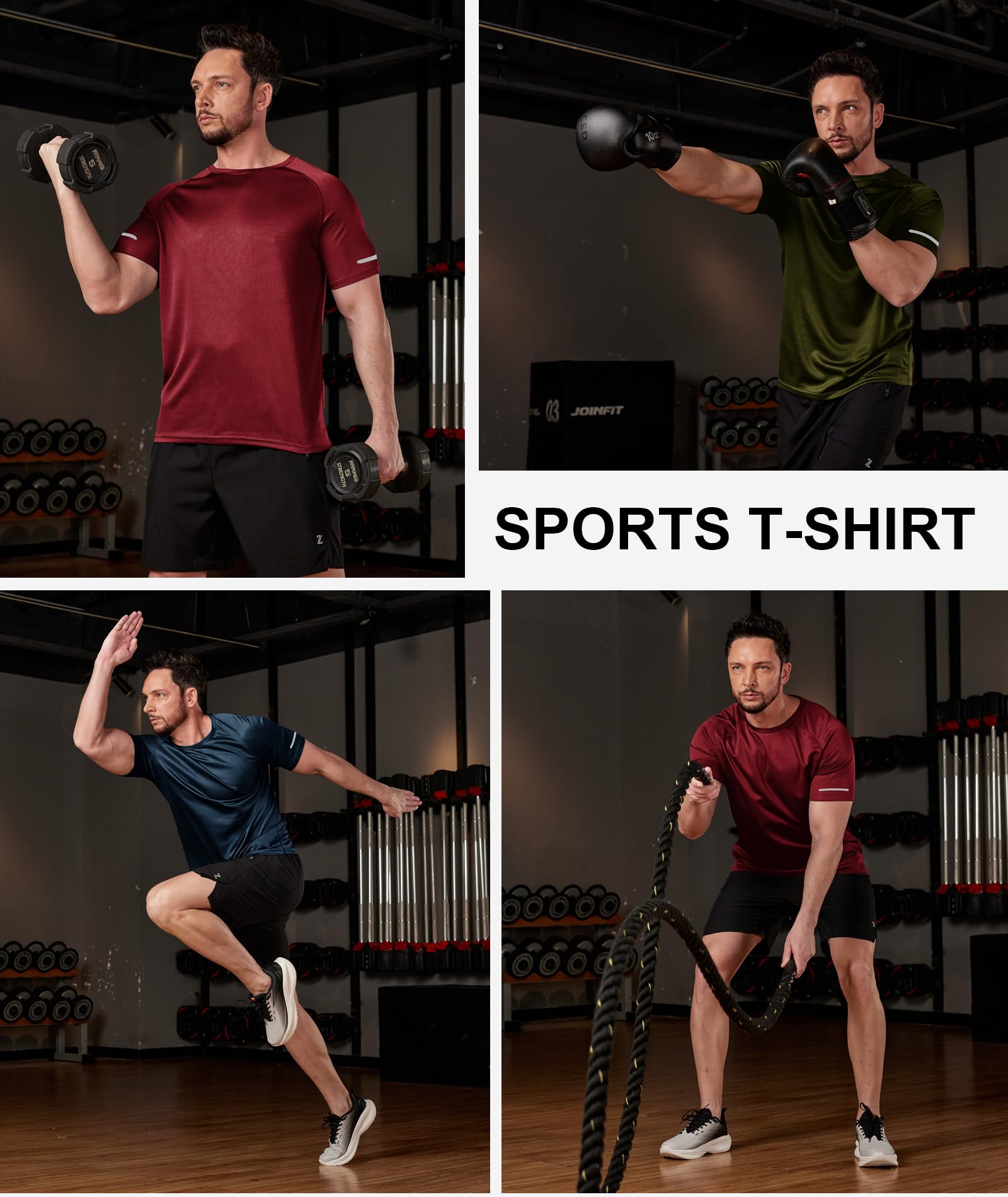 ZITY 3 Pezzi T-Shirt Uomo Sportive Magliette Manica Corta Traspirante Estate T Shirt Asciugatura Rapida Tshirt Funzionale Trekking Fitness Maglietta