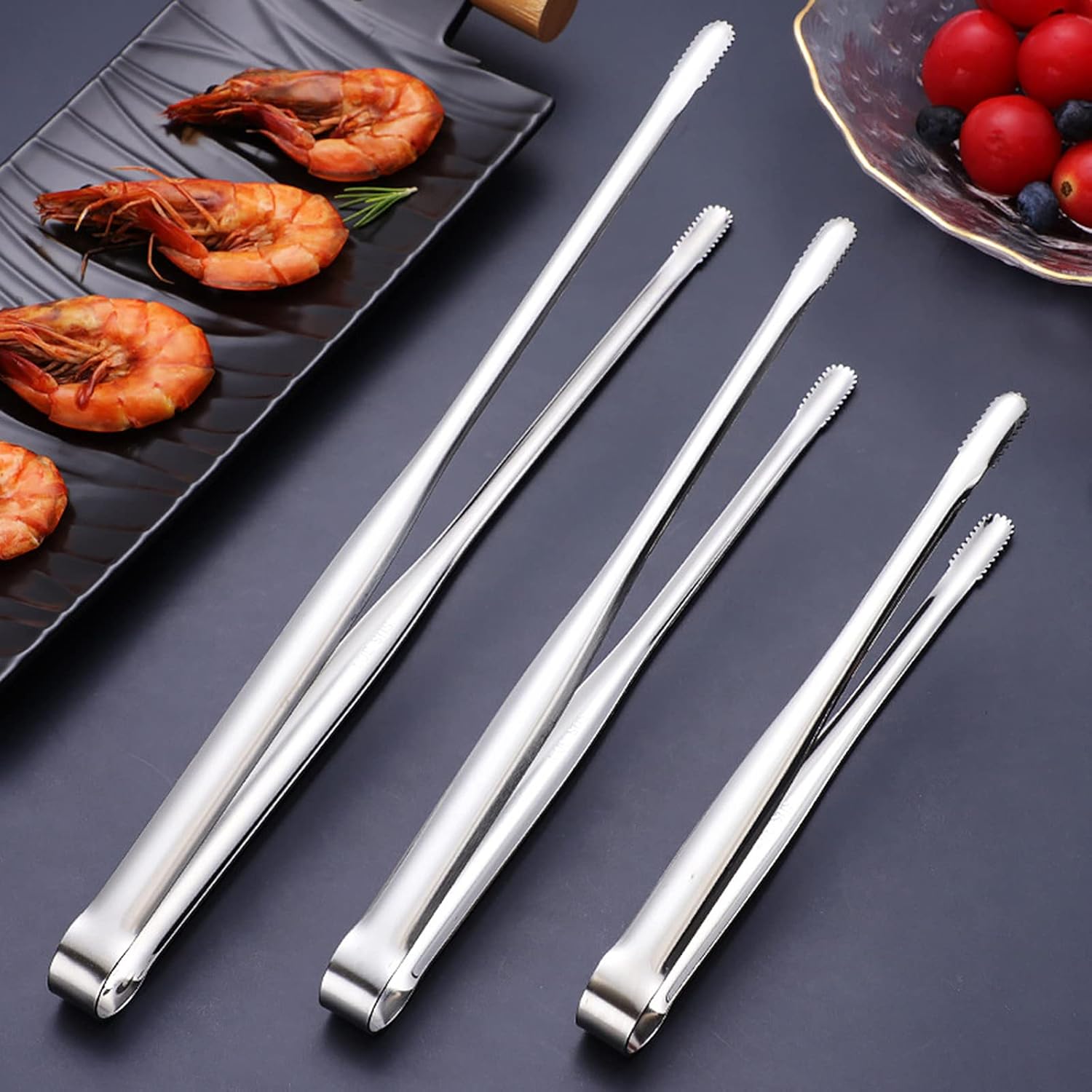 TXIN 3 Pieces Barbecue Tongs Stainless Steel Grill Tongs Heavy Duty