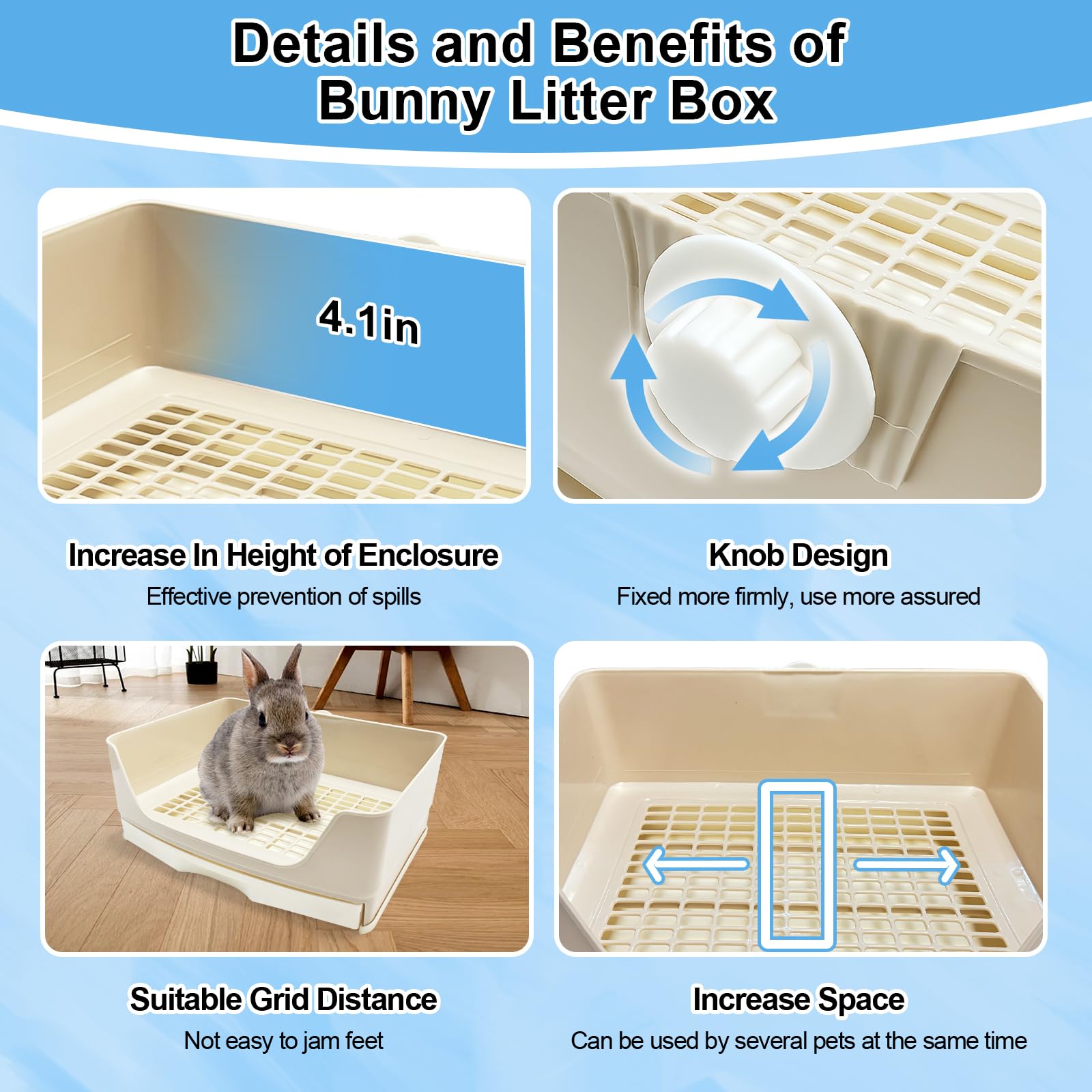 Large Rabbit Litter Box with Drawer Bunny Training Corner Litter Pan Ferret Bigger Pet Pan Bunnies Digging Box for Adult Hamster Guinea Pig Hedgehog Galesaur and Other Animals - image 3