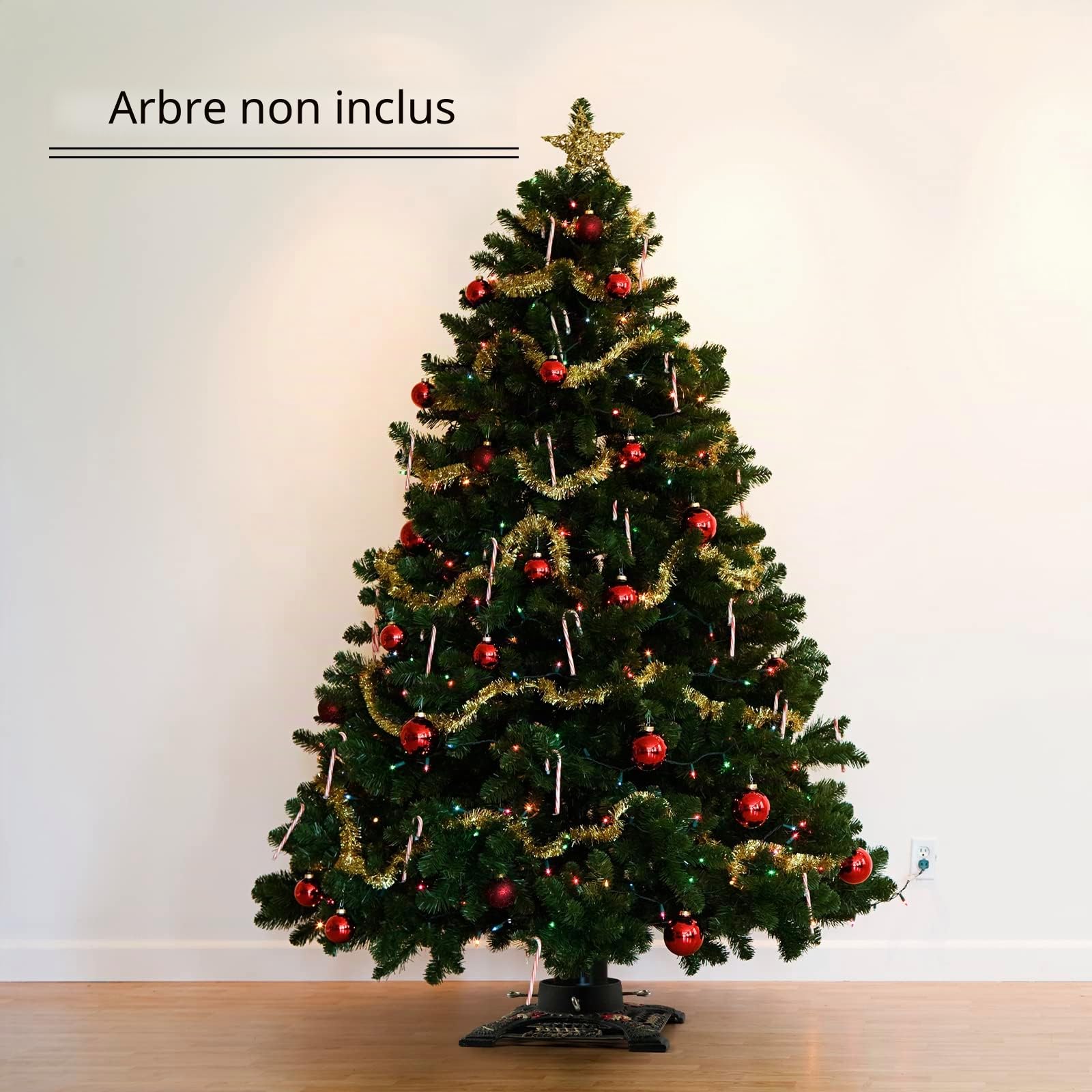 Ventray Support de Sapin de Noël avec réservoir d'eau, 34.7x34.7x10.4 cm, Support Universel Classique et Robuste pour Troncs d'arbres de Noël artificiels, Chevreuil