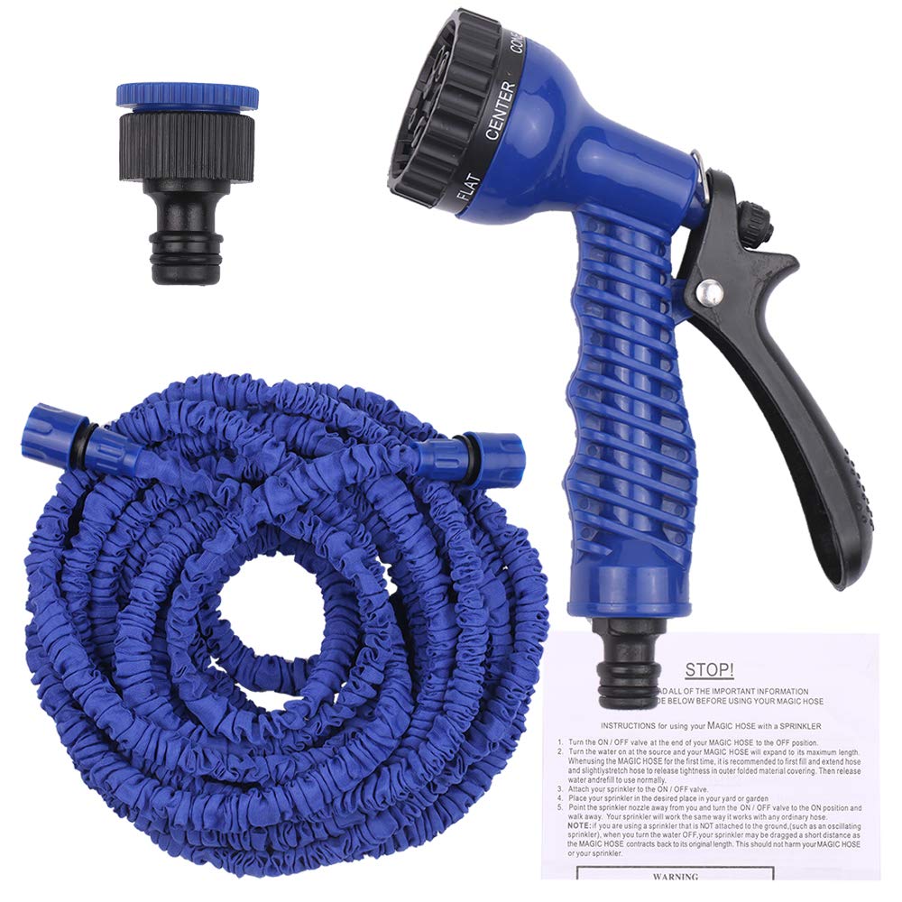 GoolRC  Expandable Garden Hose 150FT/46M 3 Times High Pressure Telescopic Watering Pipe with 7 Function Spray Nozzle for Car Washing Garden Watering