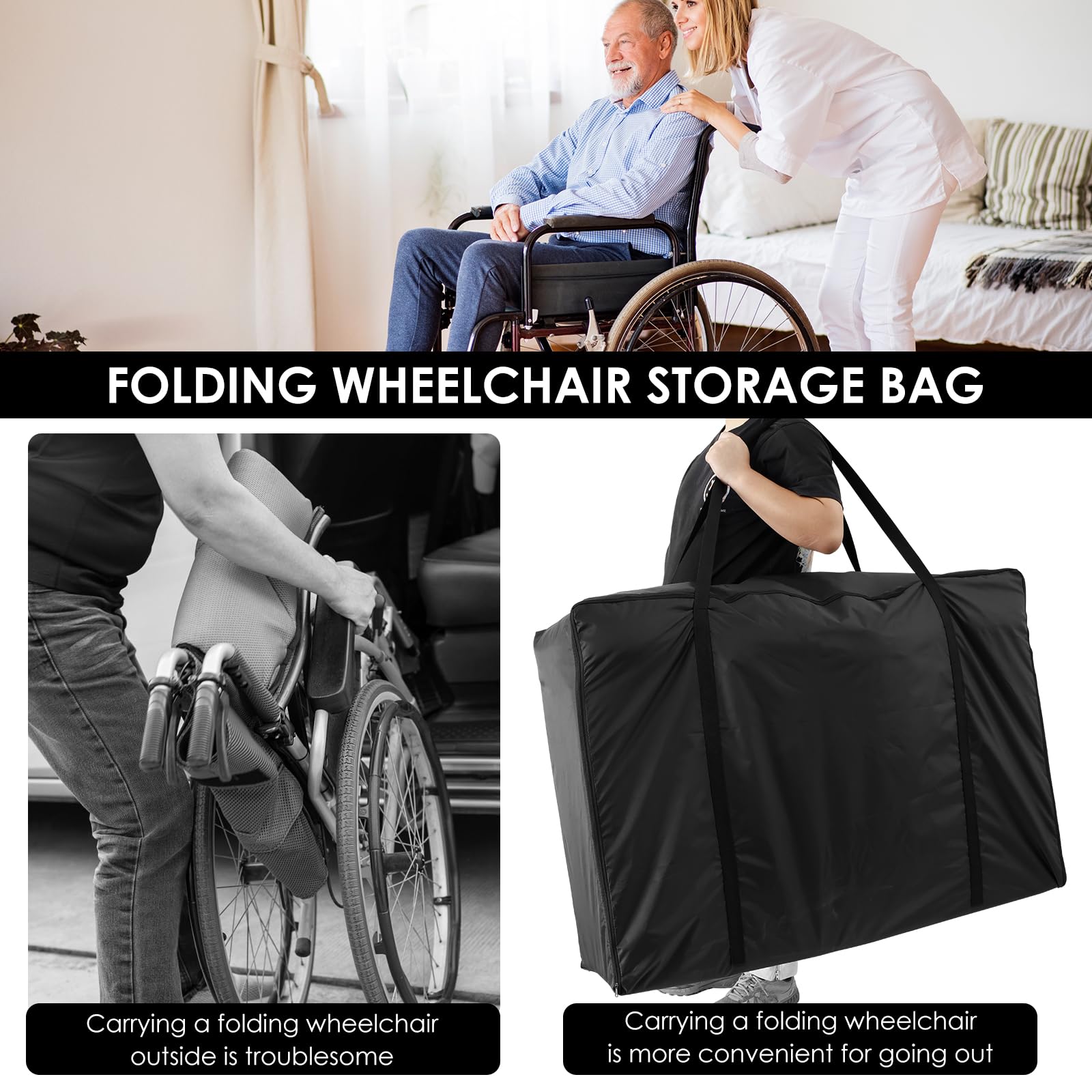 Rollator - Bolsa de viaje para andador plegable, tela Oxford, bolsa de almacenamiento impermeable para silla de ruedas, resistente al desgaste, bolsa protectora para exteriores, funda de transporte