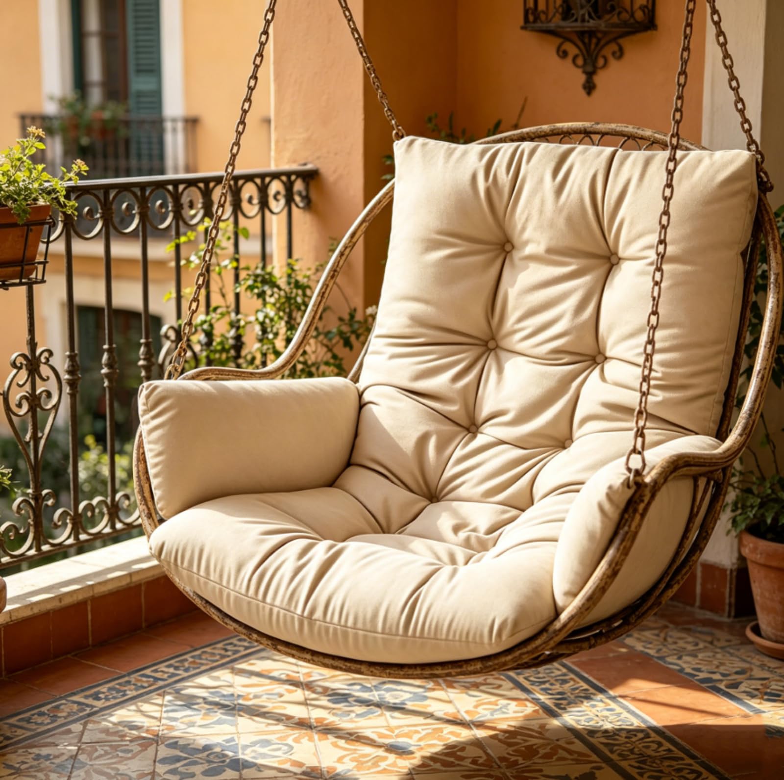 Generico Cuscino per Poltrona Sospesa Esterno in Poliestere Impermeabile, Imbottitura PP Cotton Alta Densità, Seduta Ergonomica per Altalena e Giardino, Ricambio Universale,Navy Blue