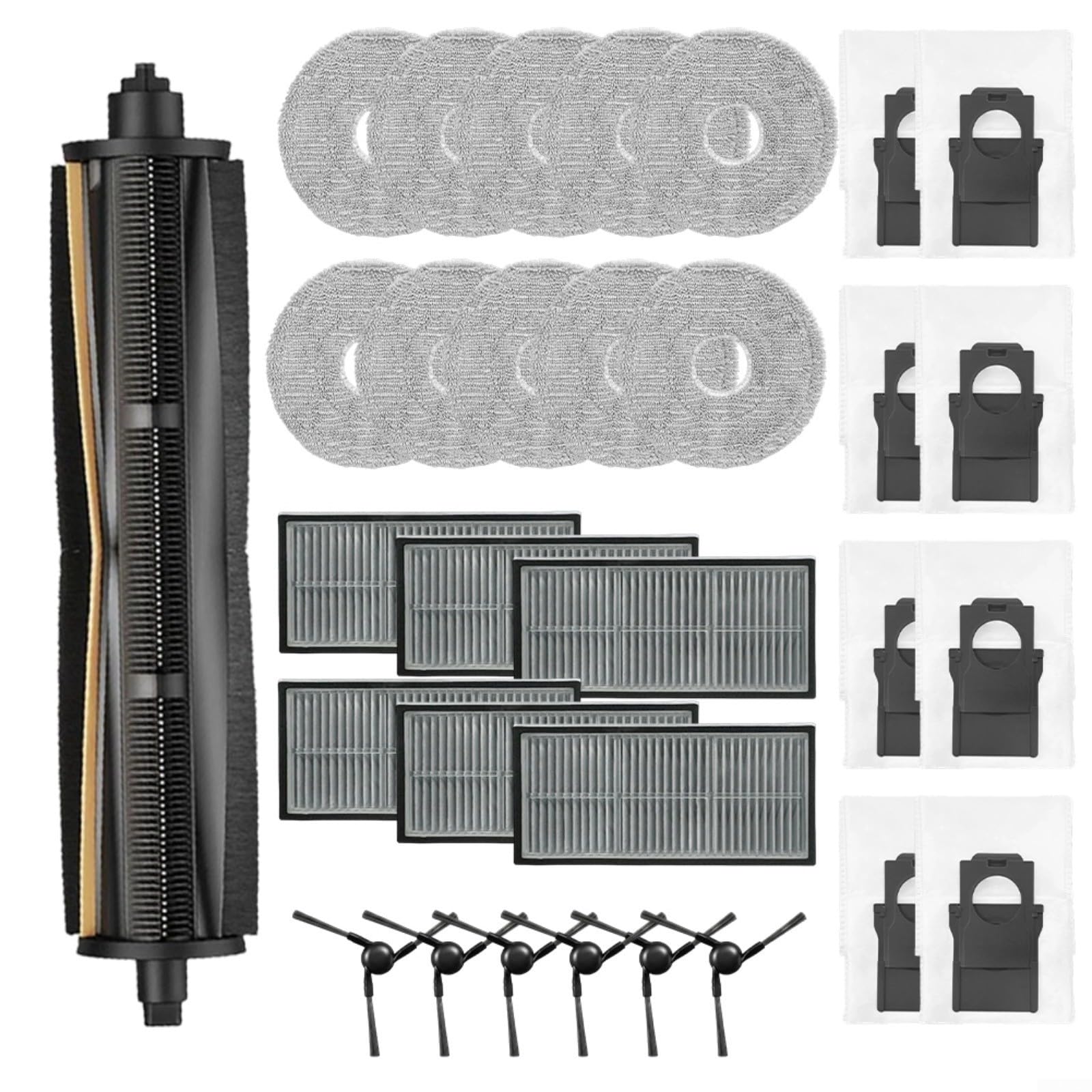 Mova-E40 Ultra, para aspiradora robot Trouver-E40 Ultra, kit de piezas de repuesto con cepillo de rodillo, cepillos laterales, filtros HEPA, almohadillas de fregona, bolsas de polvo para