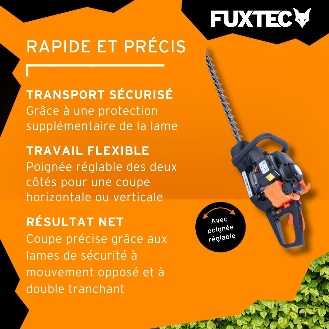 Taille-Haies Thermique FX-MH126 Lames asymétriques Guide Chaine 55 cm 25,5 cm3 6 kg