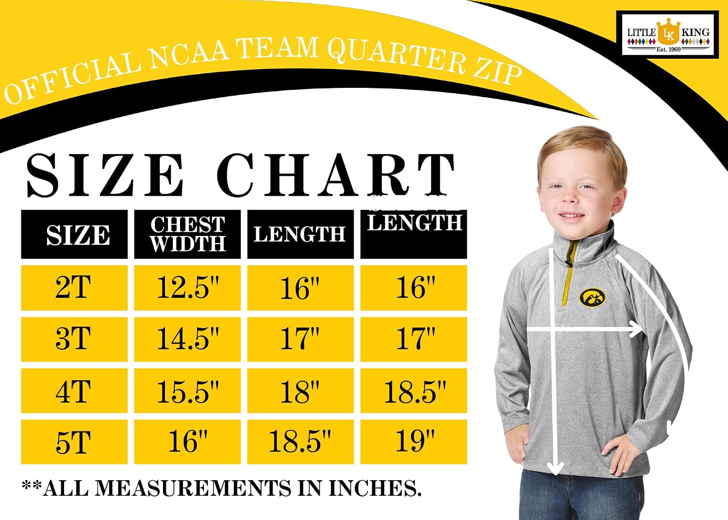 Little King NCAA Toddler Boys 1/4 Zip Pullover Wind Shirt-100% Polyester-Sizes 2T 3T 4T 5T