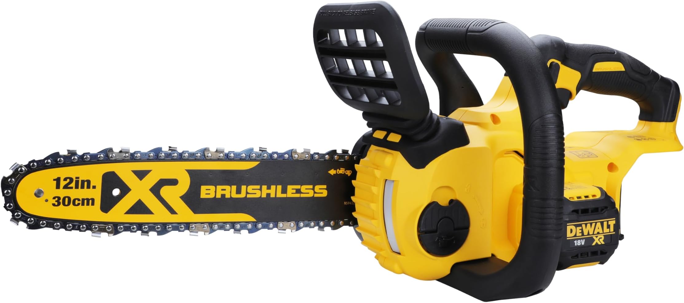 Dewalt 18V XR cordless chainsaw DCM565N (30cm blade length, automatic chain lubrication, toolless chain tension, ideal for smaller construction and logging jobs, delivered without battery + charger)
