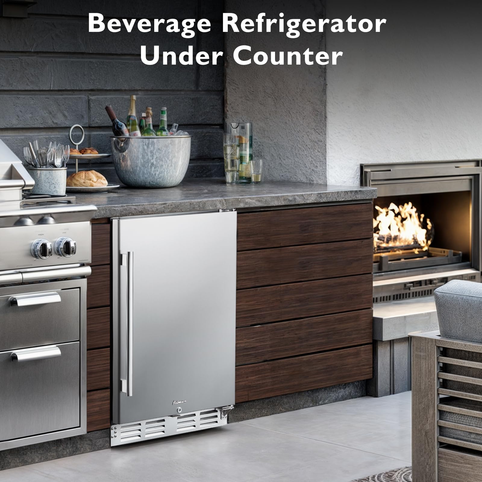 Kalamera Beverage Refrigerator 24 Inch, Under Counter 150 Cans Mini Drinks Fridge With Stainless Steel Door, Beverage Cooler Built-In And Freestanding, 32-40℉ Temperature Range on Fridge.com - View 6