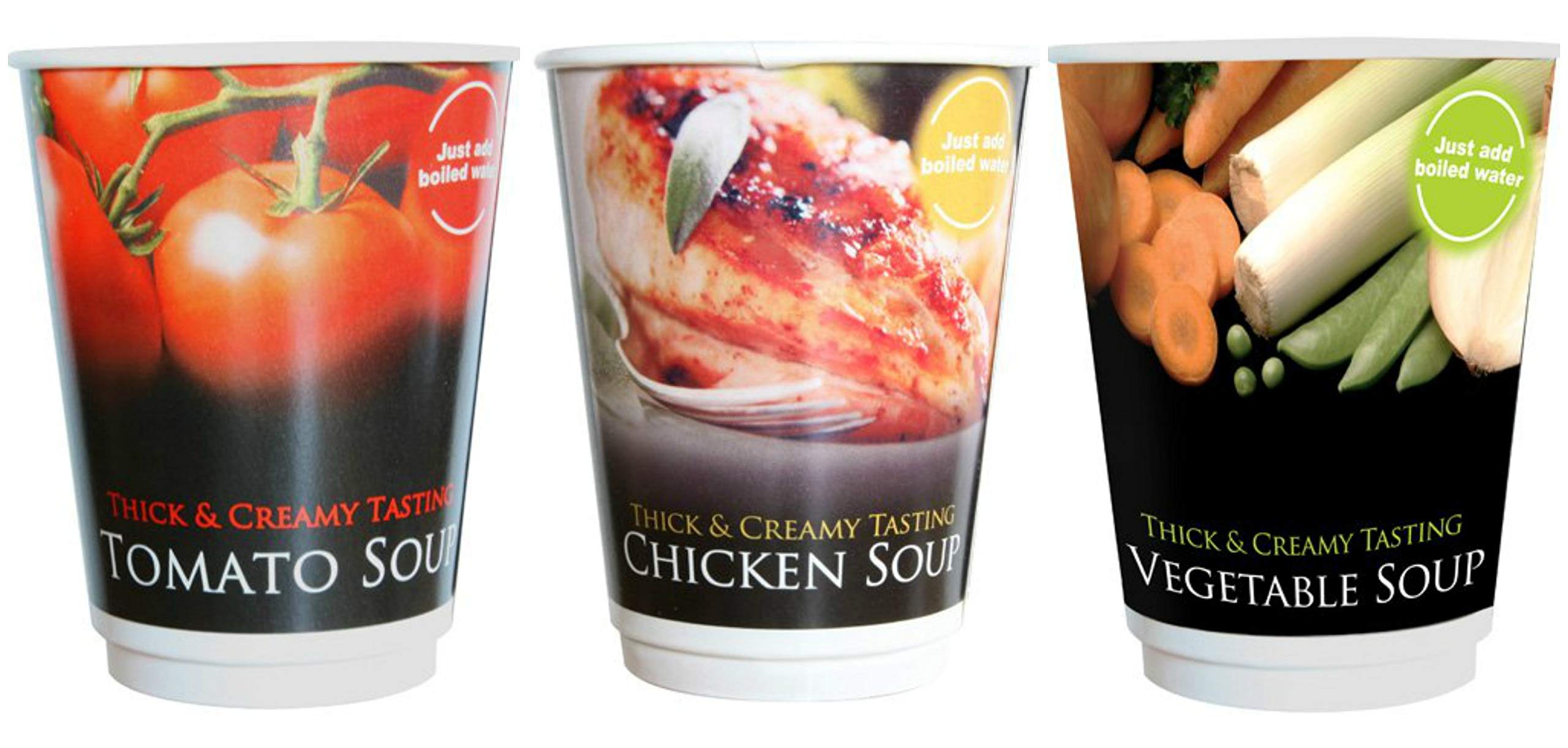 Thick & Creamy 12oz in Cup Soups 30 Drinks Variety Pack 3 Flavours (Tomato, Chicken & Vegetable)…