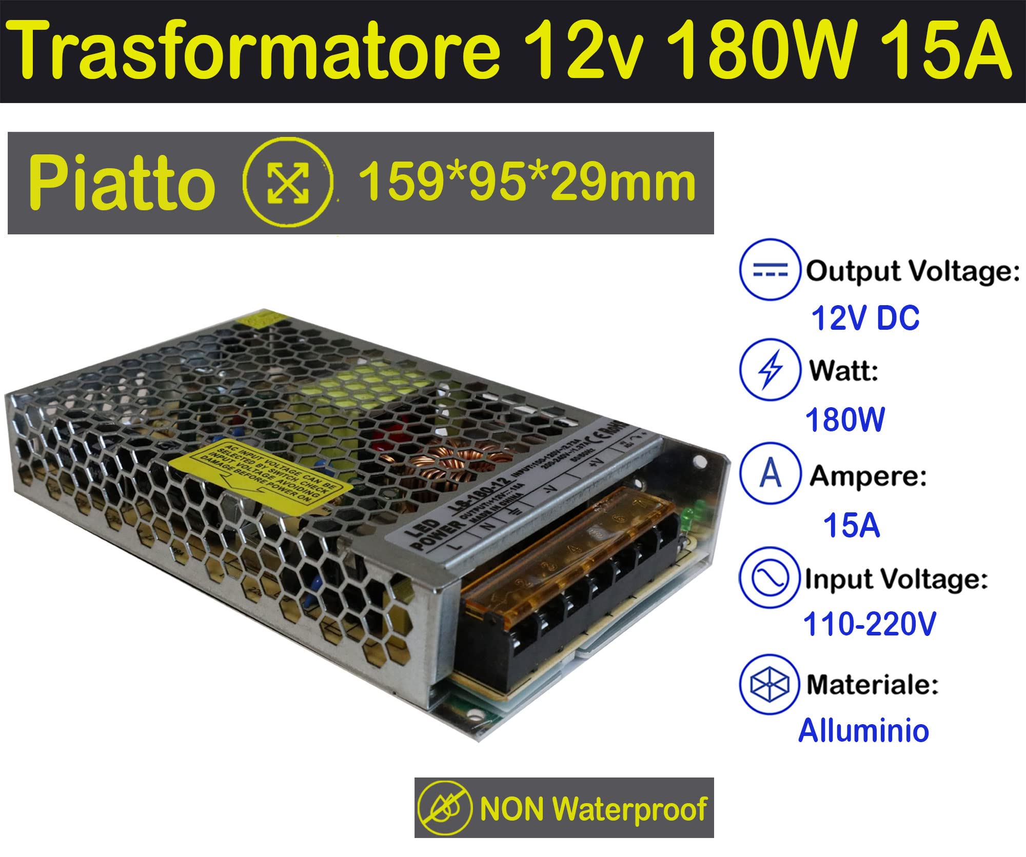Strip Led RGB 12v (Kit da-15mt(3Bobine+1Trasf.+1Controller), 12W RGB ip20 12V)