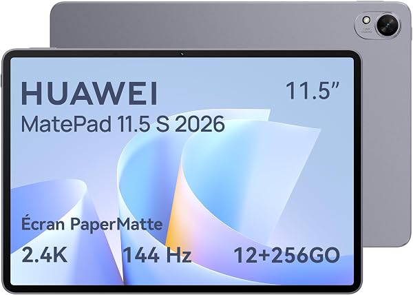 HUAWEI MatePad 11.5 S 2026 Tablette 2.8K, 144Hz Écran PaperMatte Haute définition, 12+256GO, 8800 mAh Batterie, 40W Supercharge, WiFi 6+, Bluetooth 5.2, Notes, GoPaint, Garantie de 30 Mois - 1